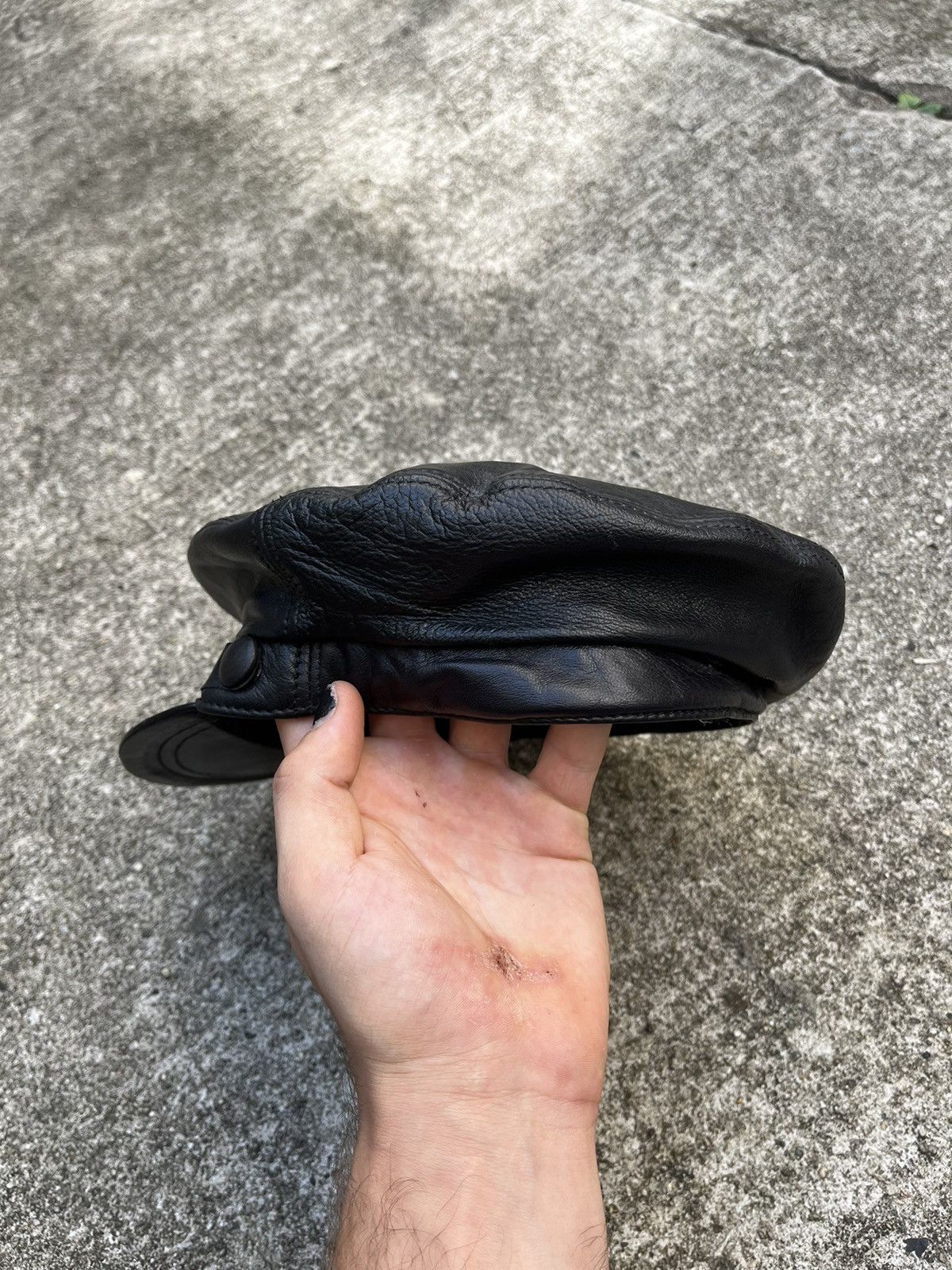 Leather Black Leather Authority Hat Size ONE SIZE - 3 Thumbnail