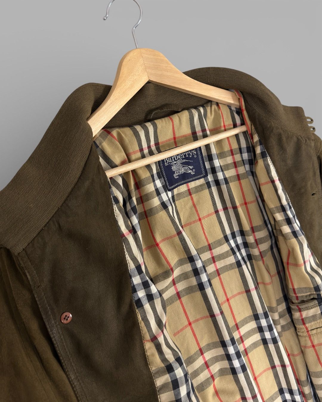 Burberry 80's BURBERRYS Nova Check Lined Suede Leather Bomber Jacket Size US L / EU 52-54 / 3 - 14 Thumbnail