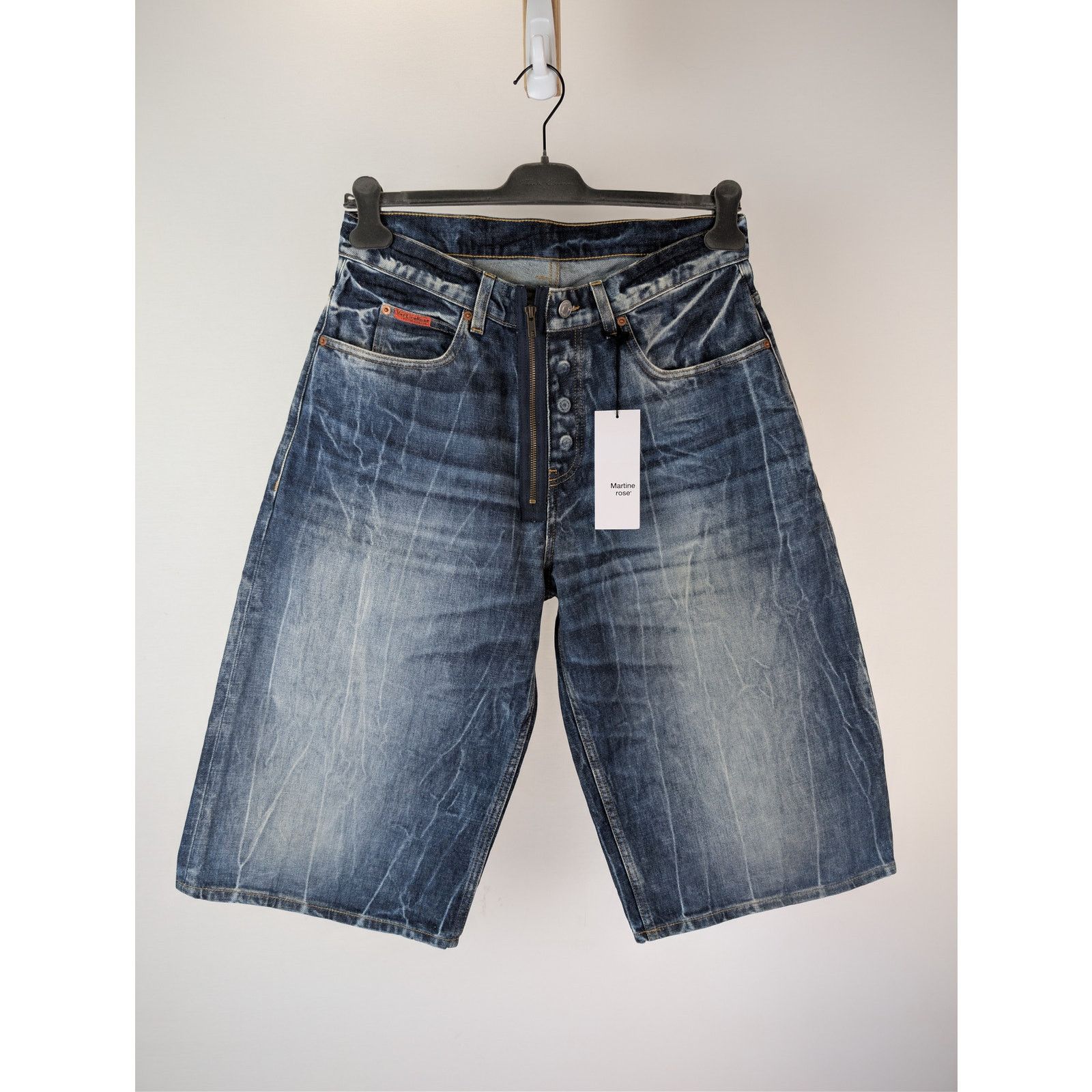 Martine Rose o1rshd1 Zip Denim Jean Short in Blue Acid Size US 32 / EU 48 - 7 Thumbnail