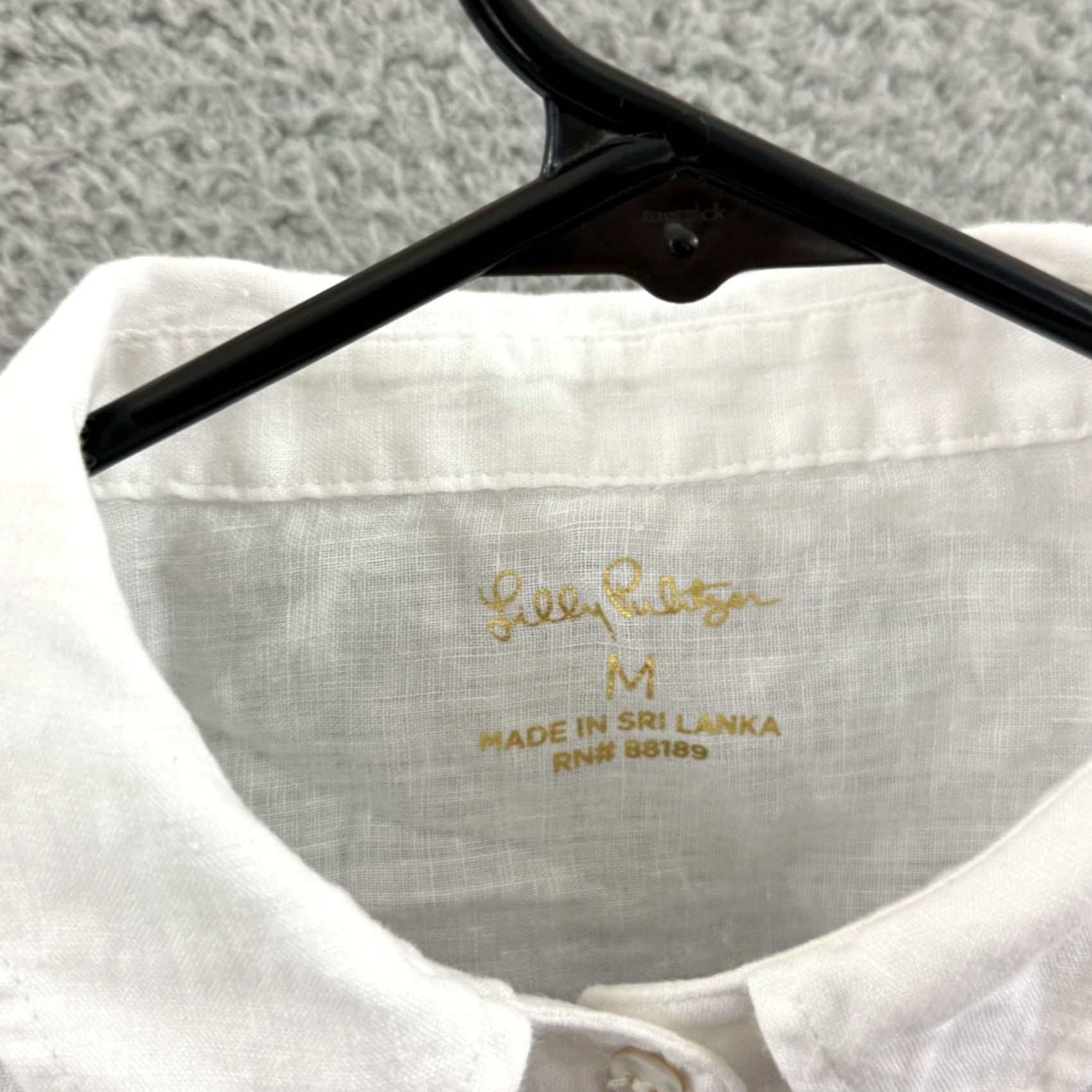 Lilly Pulitzer Lilly Pulitzer Shirt Womens Large White Sea View Linen Button Down Preppy Resort Size L / US 10 / IT 46 - 6 Thumbnail