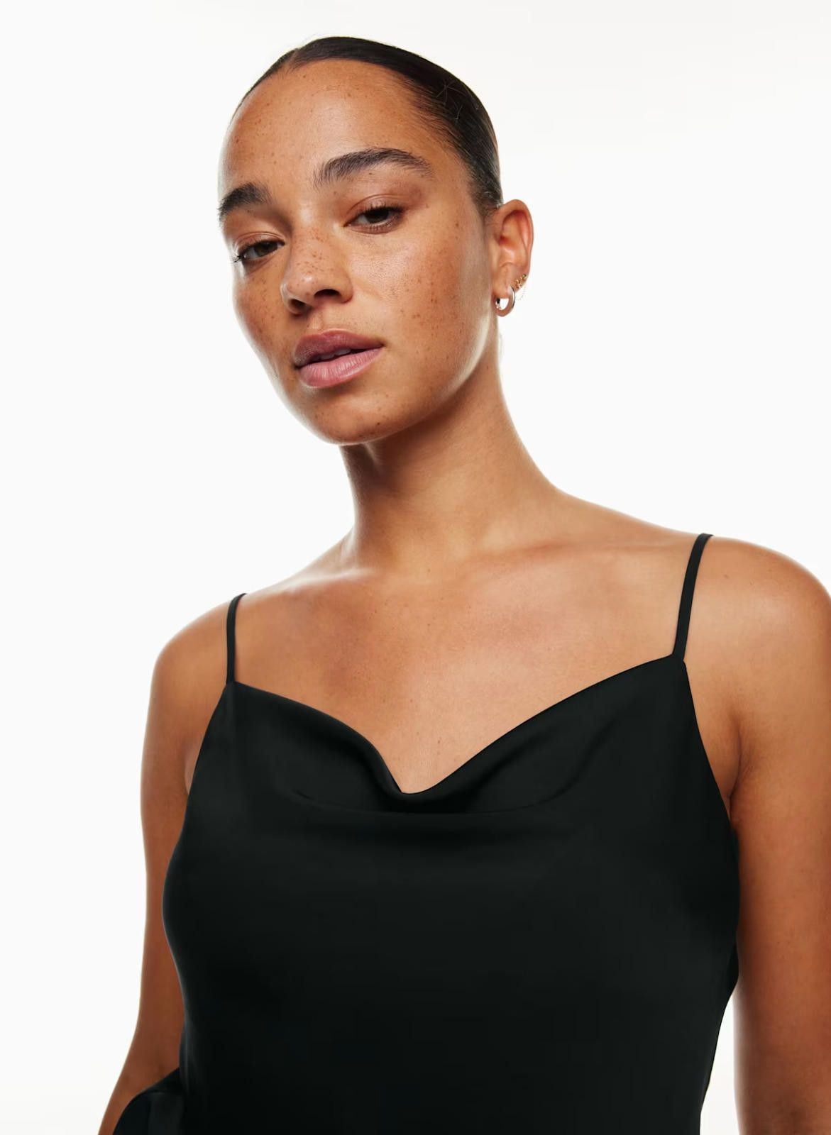 Designer Wilfred Women XS Black Cowl Neck Camisole Satin Tank Top Size XS / US 0-2 / IT 36-38 - 2 Thumbnail