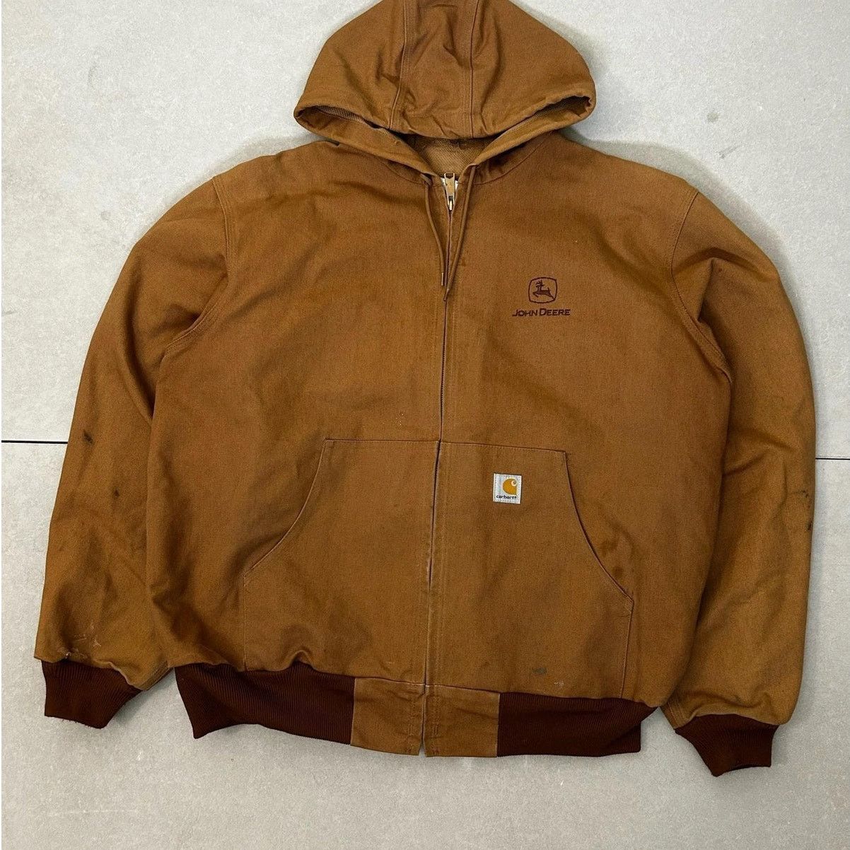 90s Vintage Carhartt Tan John Deere Active Jacket Size XL