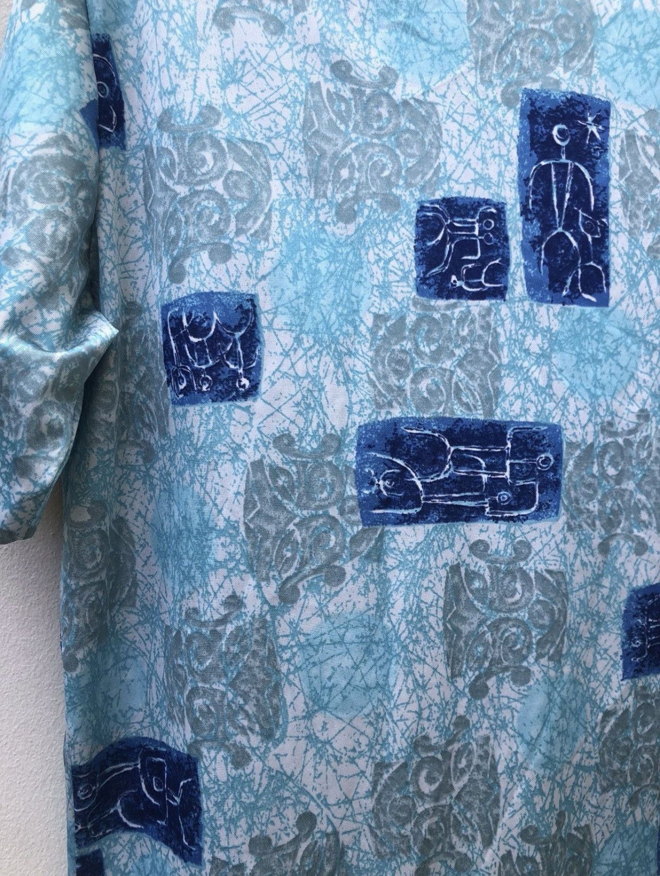 Vintage Vintage 70s NAPILI Abstract Cave Art Collar Sharp Hawaiian Size US M / EU 48-50 / 2 - 18 Thumbnail