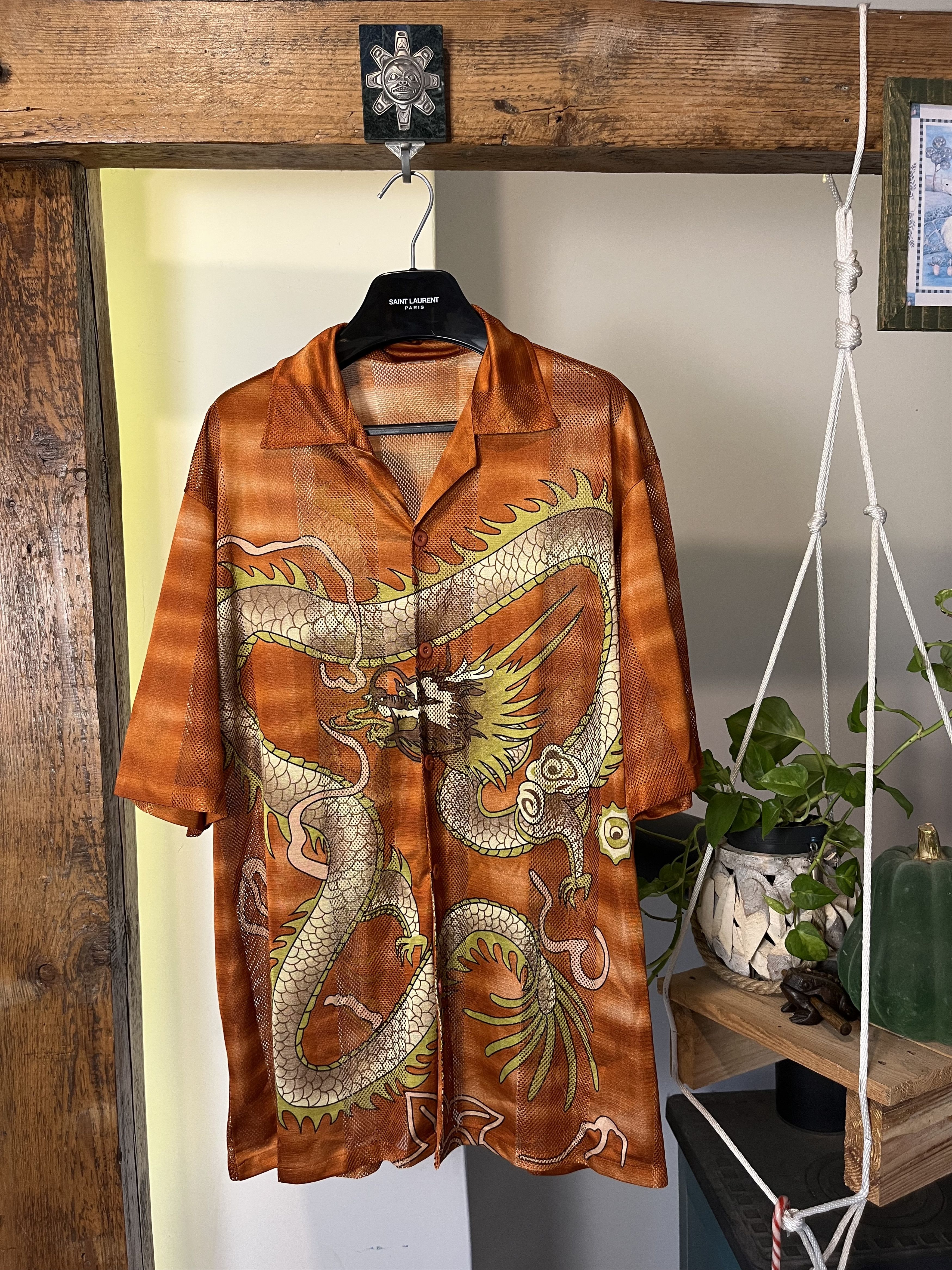 Japanese Brand × Vintage Vintage y2k Dragon Mesh Shirt Avant Garde Anime Crazy Size US XL / EU 56 / 4 - 1 Thumbnail