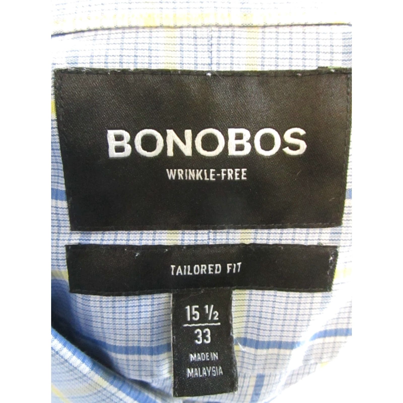 Bonobos VINTAGE Bonobos Dress Shirt Plaid Long Sleeve Mens 15.5 Blue Cotton Button-Down Size 40R - 3 Thumbnail