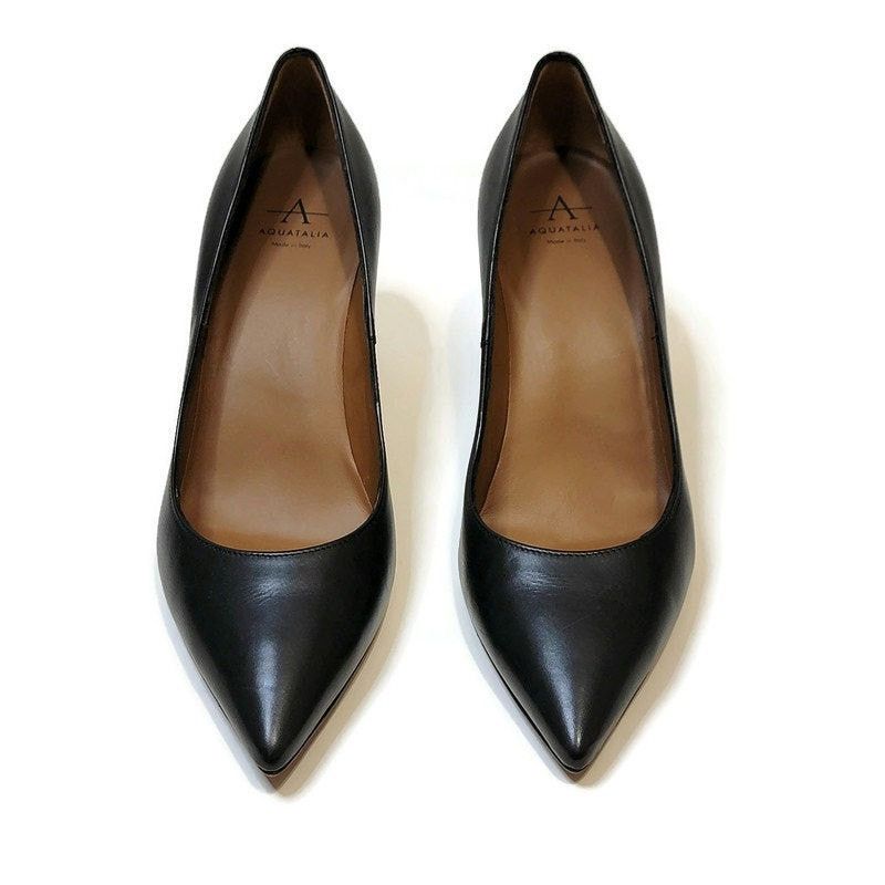 Aquatalia Aquatalia Peony Black Leather Pumps Size 7 Made in Italy Size US 7 / IT 37 - 6 Thumbnail