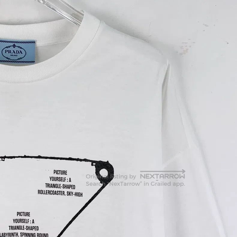Prada Prada White lace triangle printed cotton round-neck short- Size US L / EU 52-54 / 3 - 3 Thumbnail