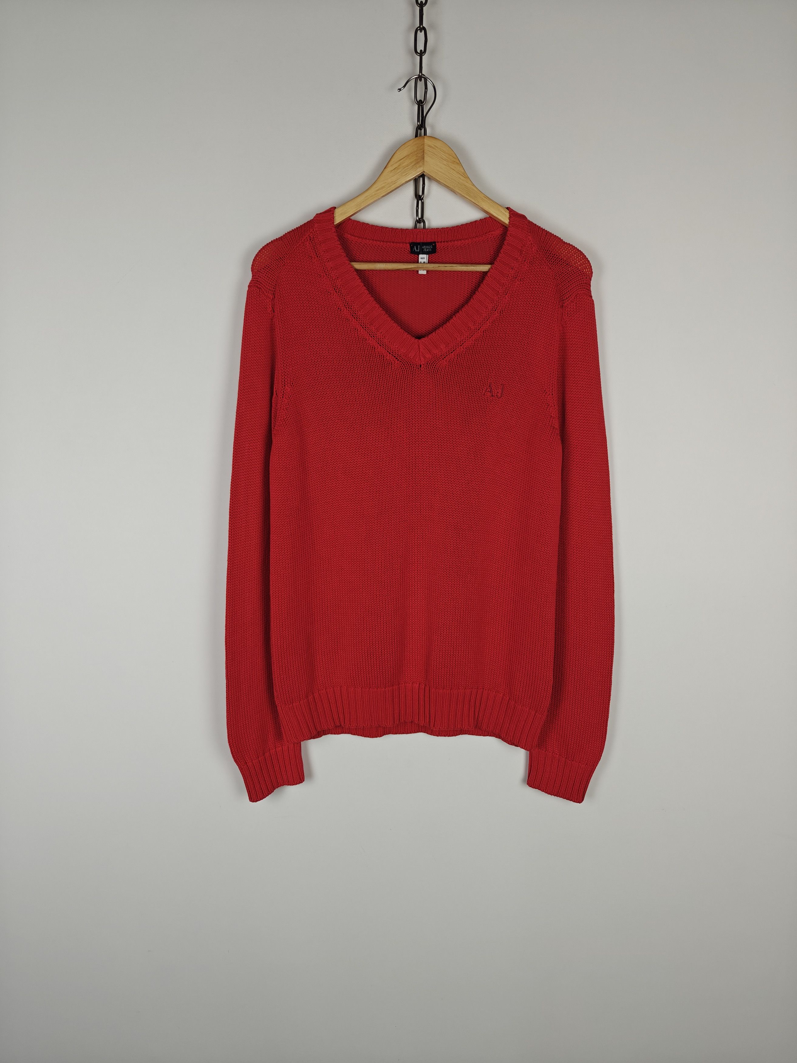 Armani Armani Jeans Sweater Knit VTG Pullover V-Neck Red size M Size US M / EU 48-50 / 2 - 1 Thumbnail
