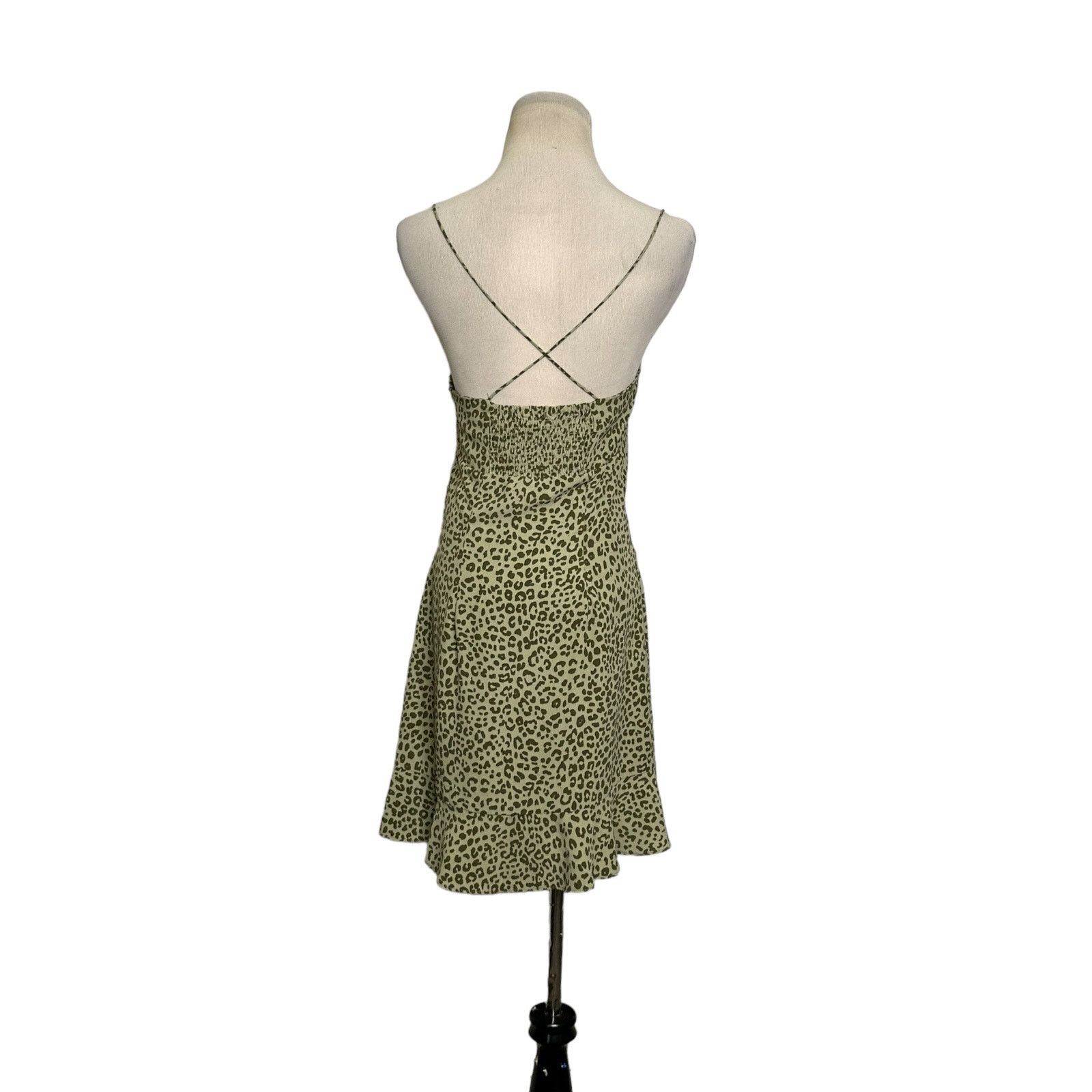 Zara Zara green animal print summer mini dress size small Size S / US 4 / IT 40 - 6 Thumbnail