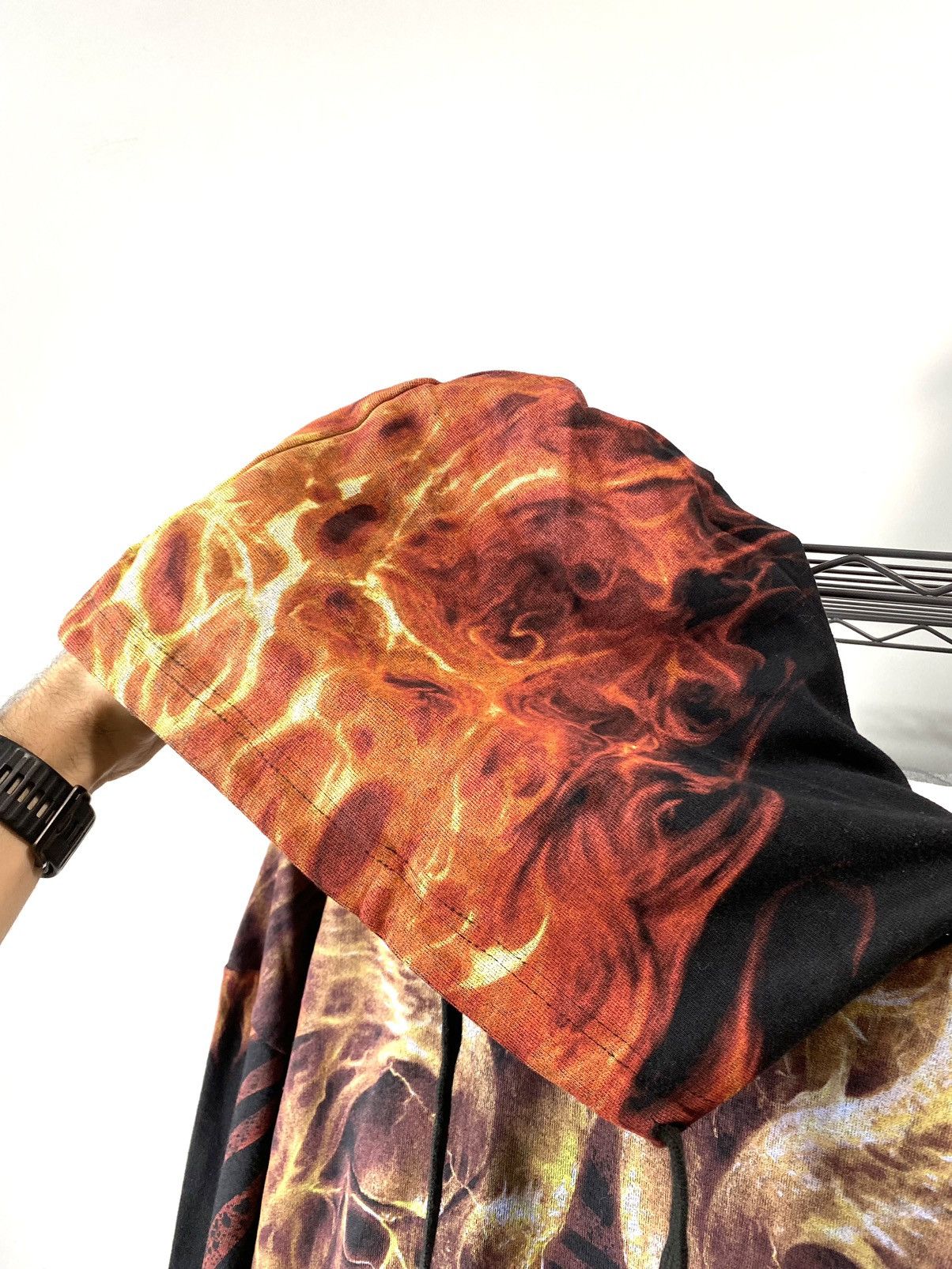Vintage Vintage Spiral Full Print Flame Skull Hoodie Megadeth Korn Size US L / EU 52-54 / 3 - 6 Thumbnail