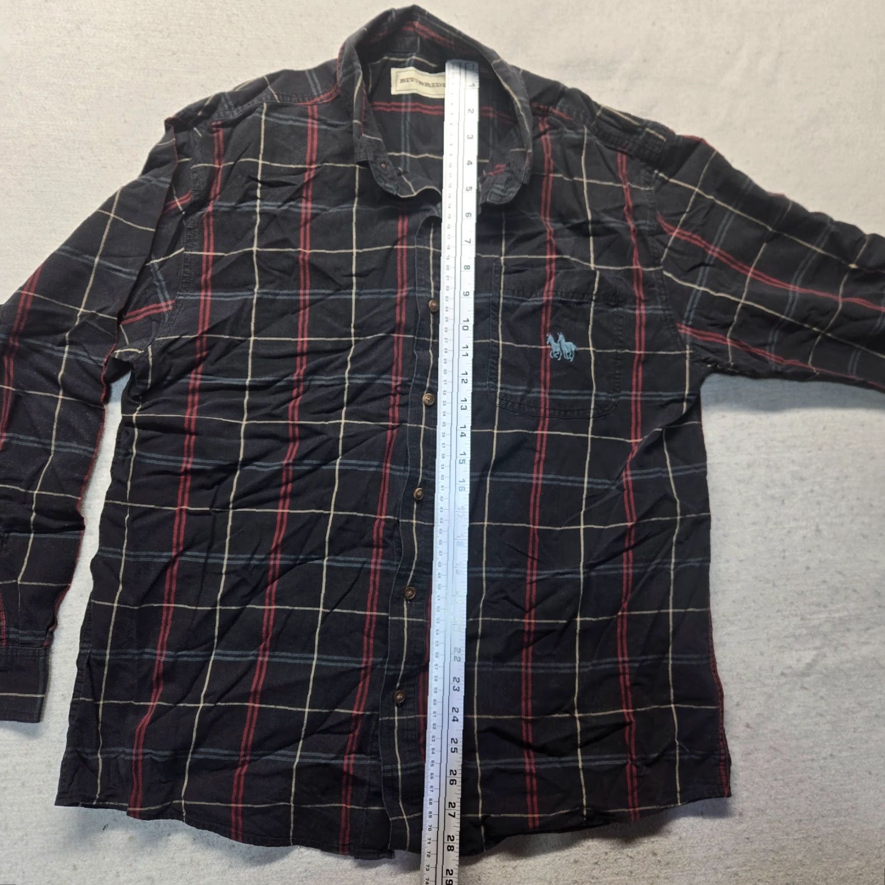 Vintage Bit & Bridle Shirt Button-Up Black 100% Cotton Long Sleeve Adult Men L Plaid Casual Fall Winter 90s Horse Mens Size US L / EU 52-54 / 3 - 6 Thumbnail