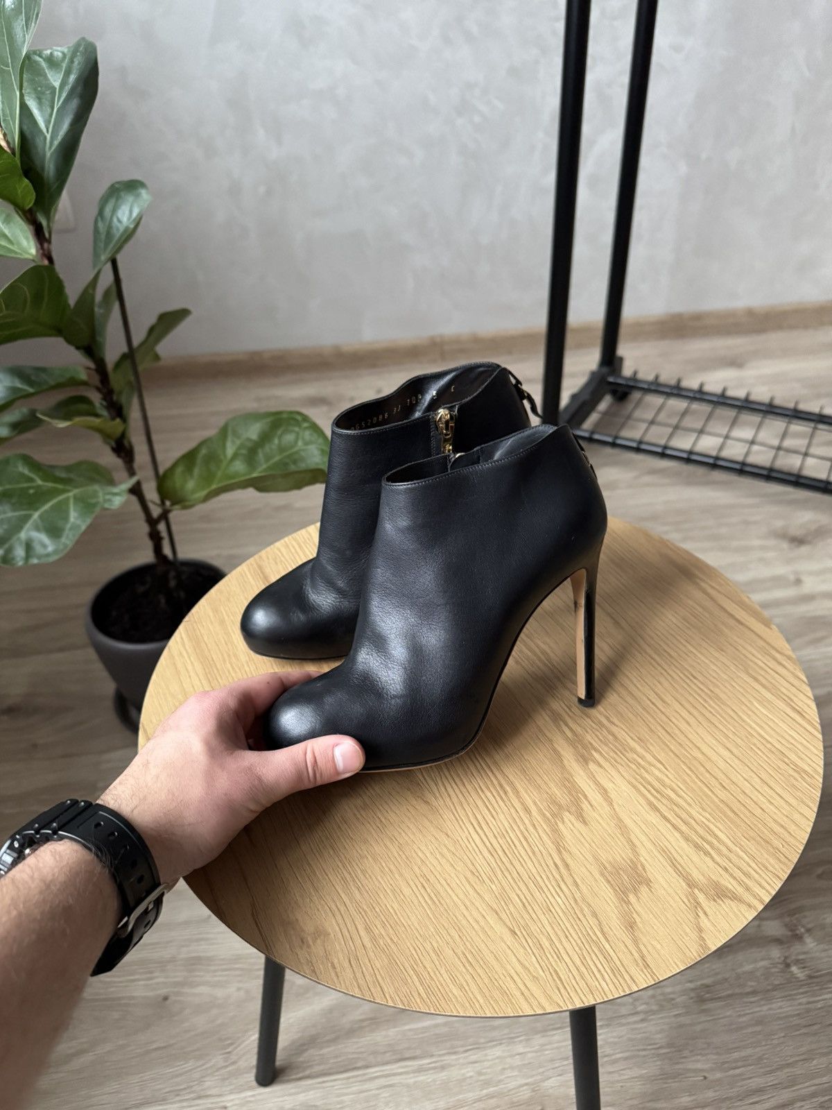 Salvatore Ferragamo Black Leather Ankle Boots Heels