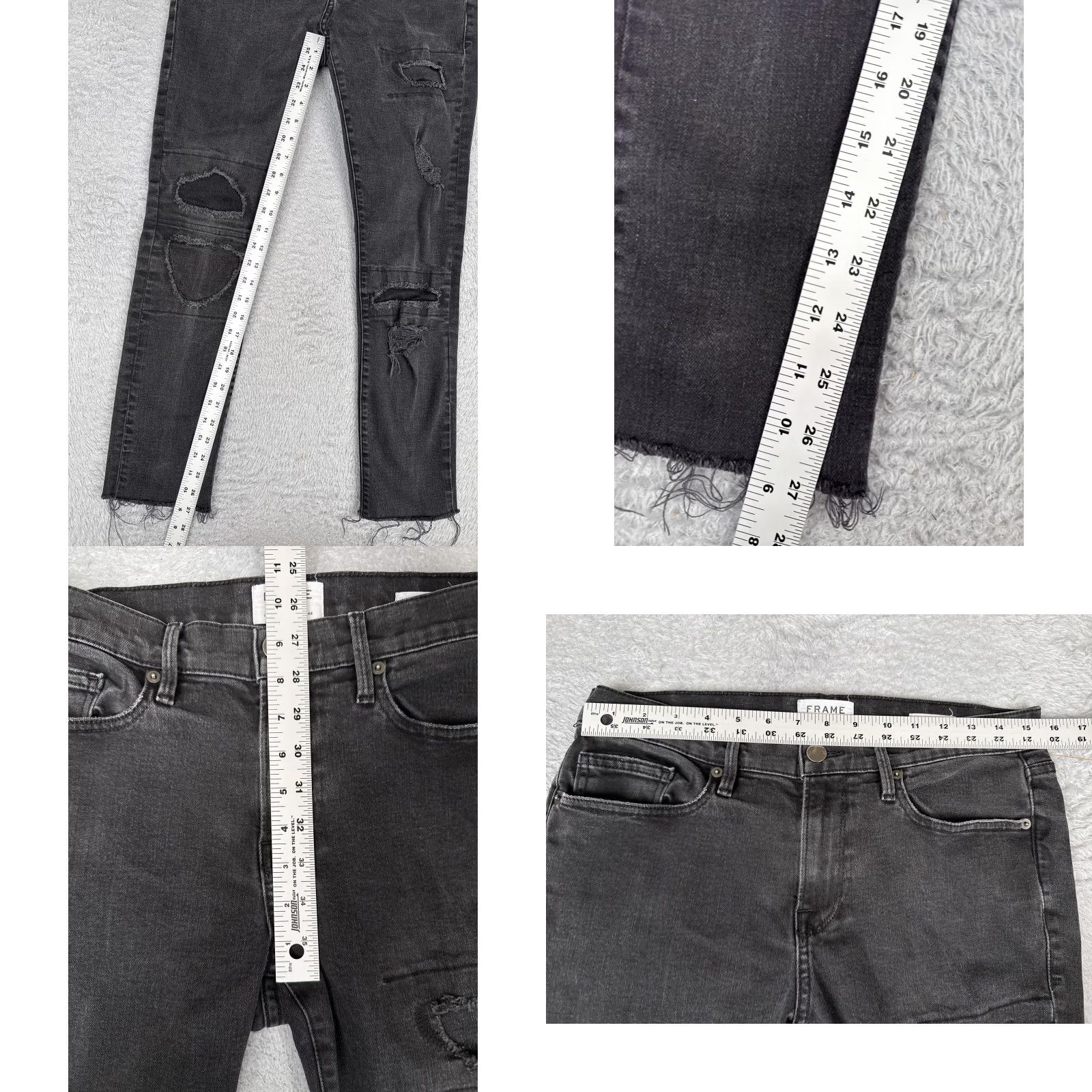 Frame FRAME L'Homme Skinny Jeans Mens 32x28 Gray Charcoal Distressed Stretch Denim USA Size US 32 / EU 48 - 8 Thumbnail