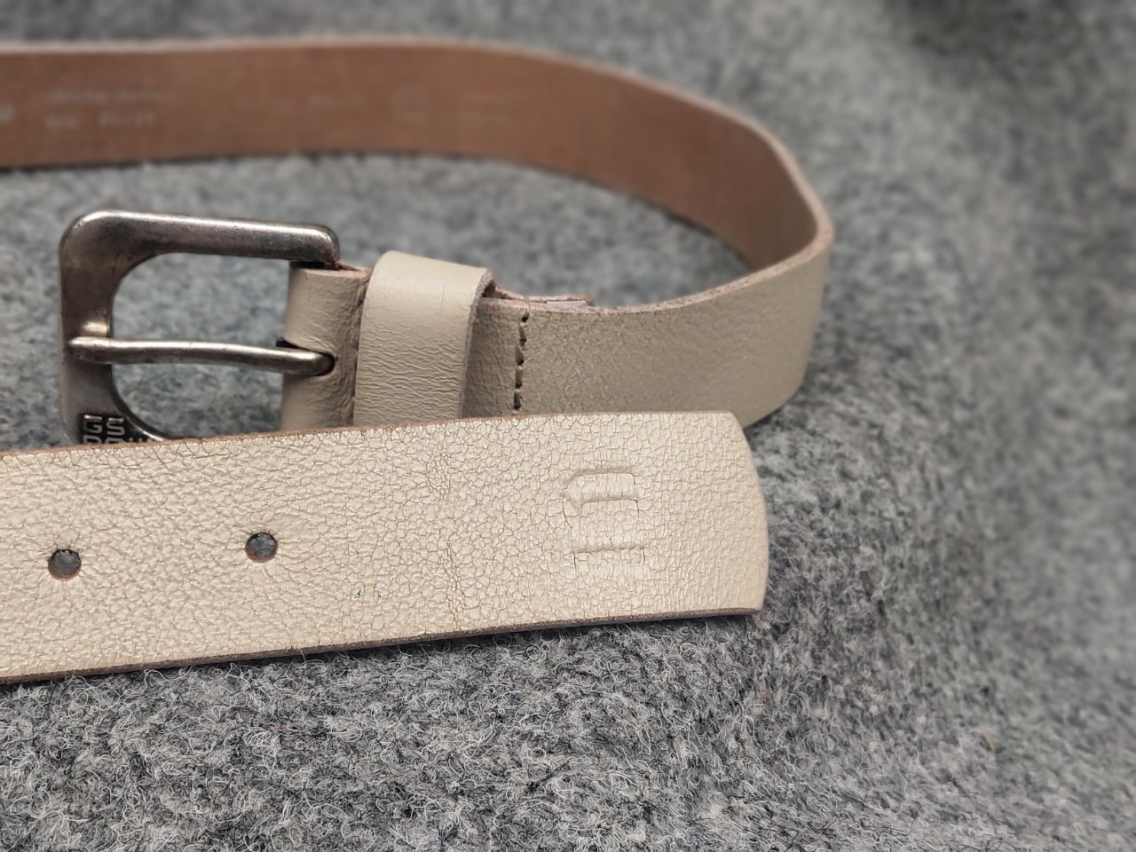 G-Star G Star raw Beige Leather Mini Logo Vintage Style Y2K Belt Size ONE SIZE - 8 Thumbnail