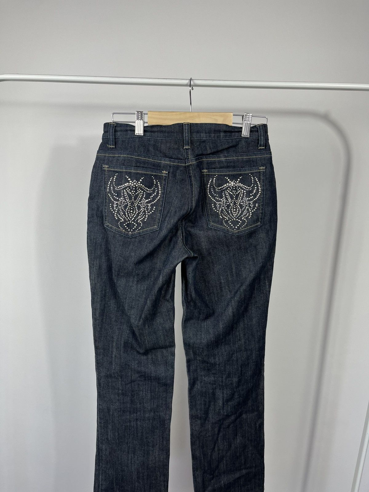 Other Y2K Studded Dark Wash Denim Jeans Rhinestone Back Pockets Size 27" / US 4 / IT 40 - 2 Thumbnail