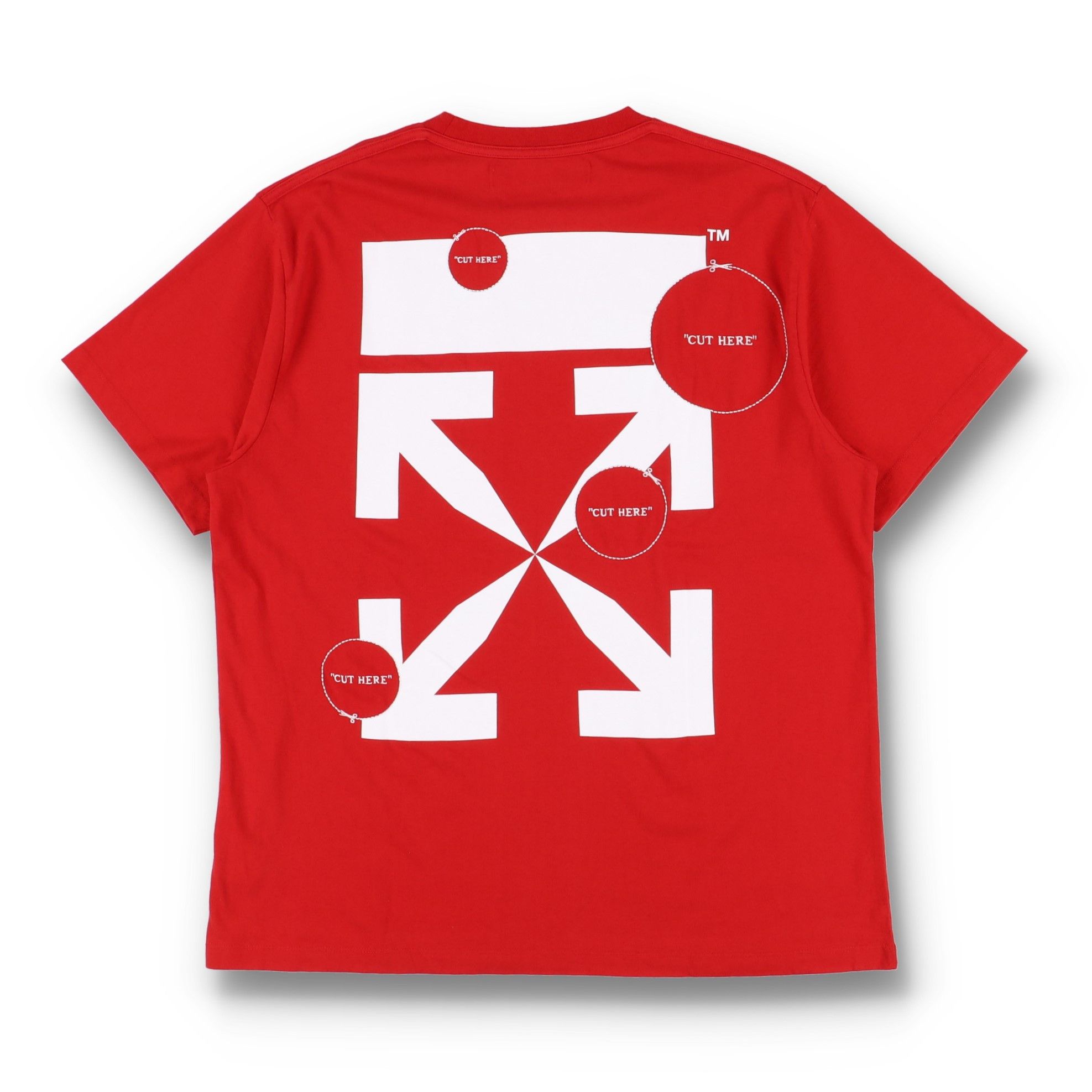 Red Cut Here Arrows Logo Oversized T-Shirt