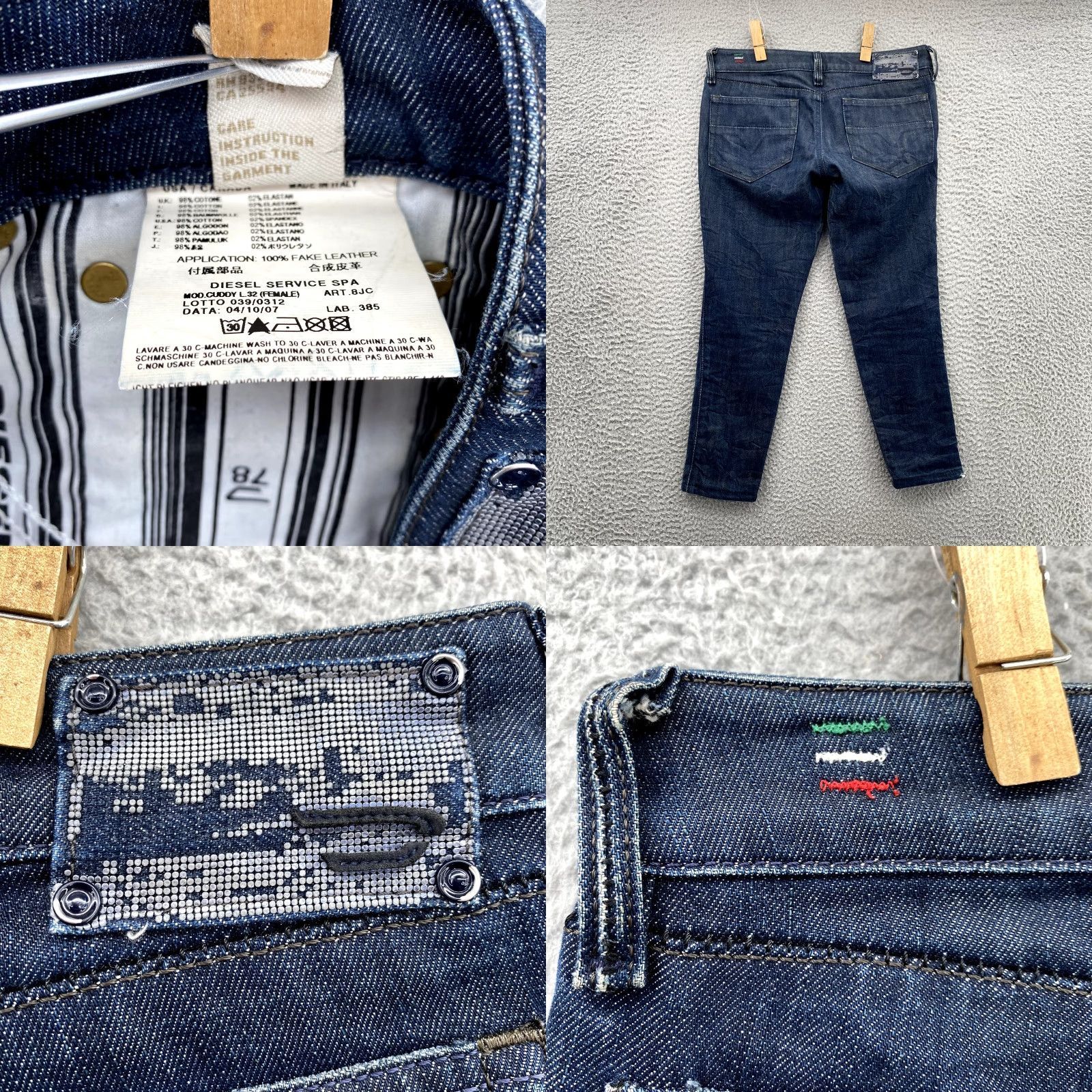 Diesel Jeans 30 x 22 Dark Wash Cuddy Tapered Cotton Stretch Denim Pants Women's Jeans