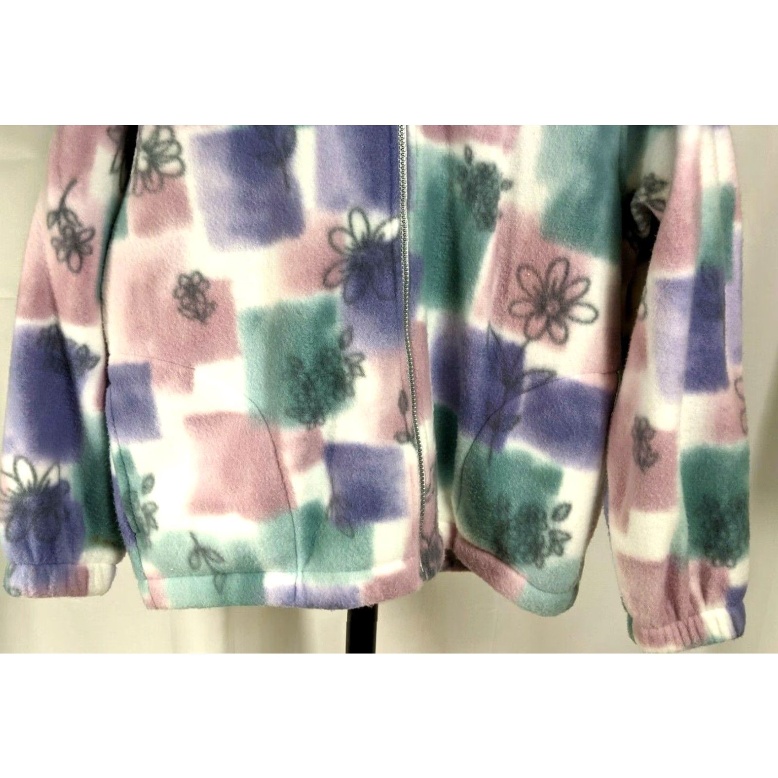 Vintage Alfred Dunner Petite Geometric Pastel Floral Womens Sz PM Zip Sweater Jacket A21 Size M / US 6-8 / IT 42-44 - 3 Thumbnail