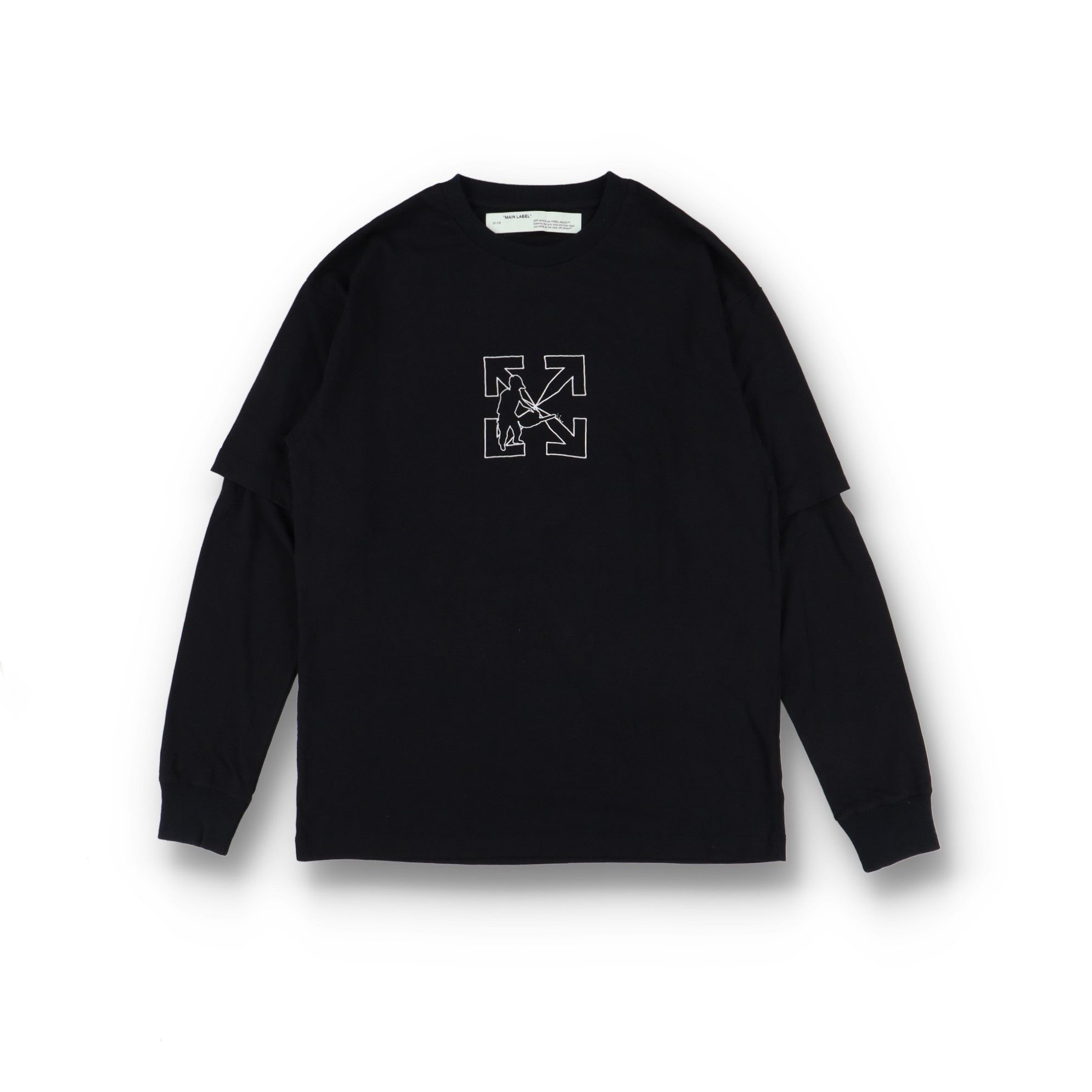 Off-White Black Worker Arrows Logo Double Layer LS T-Shirt Size US M / EU 48-50 / 2 - 8 Thumbnail