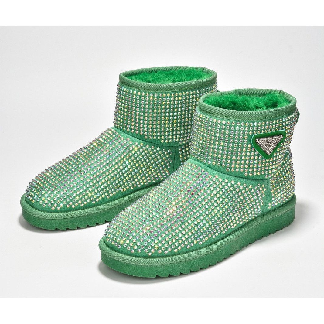 Other Twinkle Faux Fur Lined Slip On Winter Ankle Boots Green Irid Size US 7 / IT 37 - 4 Thumbnail