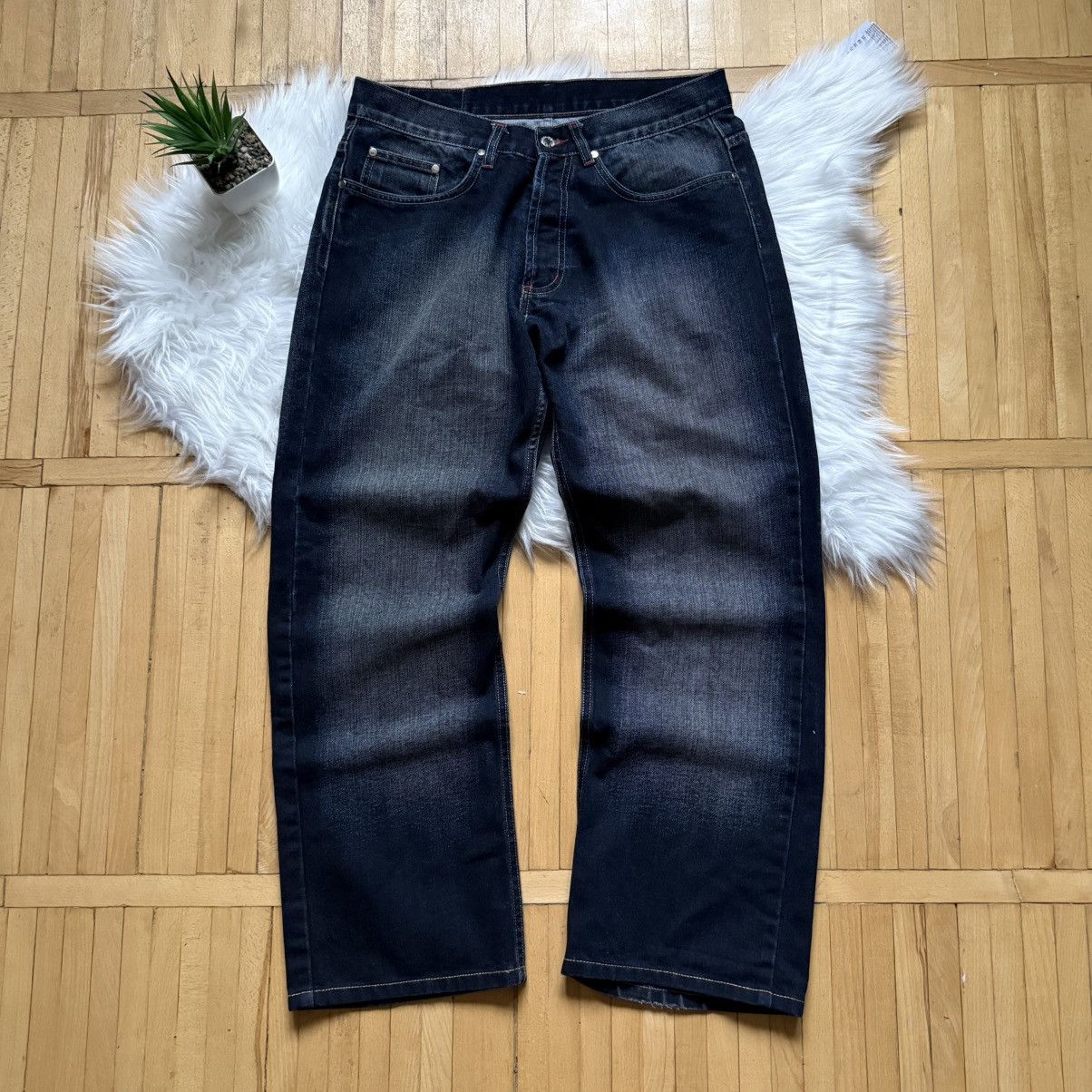 Dirk Bikkembergs 📌 Vintage Y2K Dirk Bikkembergs Baggy Soccer Washed Jeans Size US 33 - 1 Thumbnail