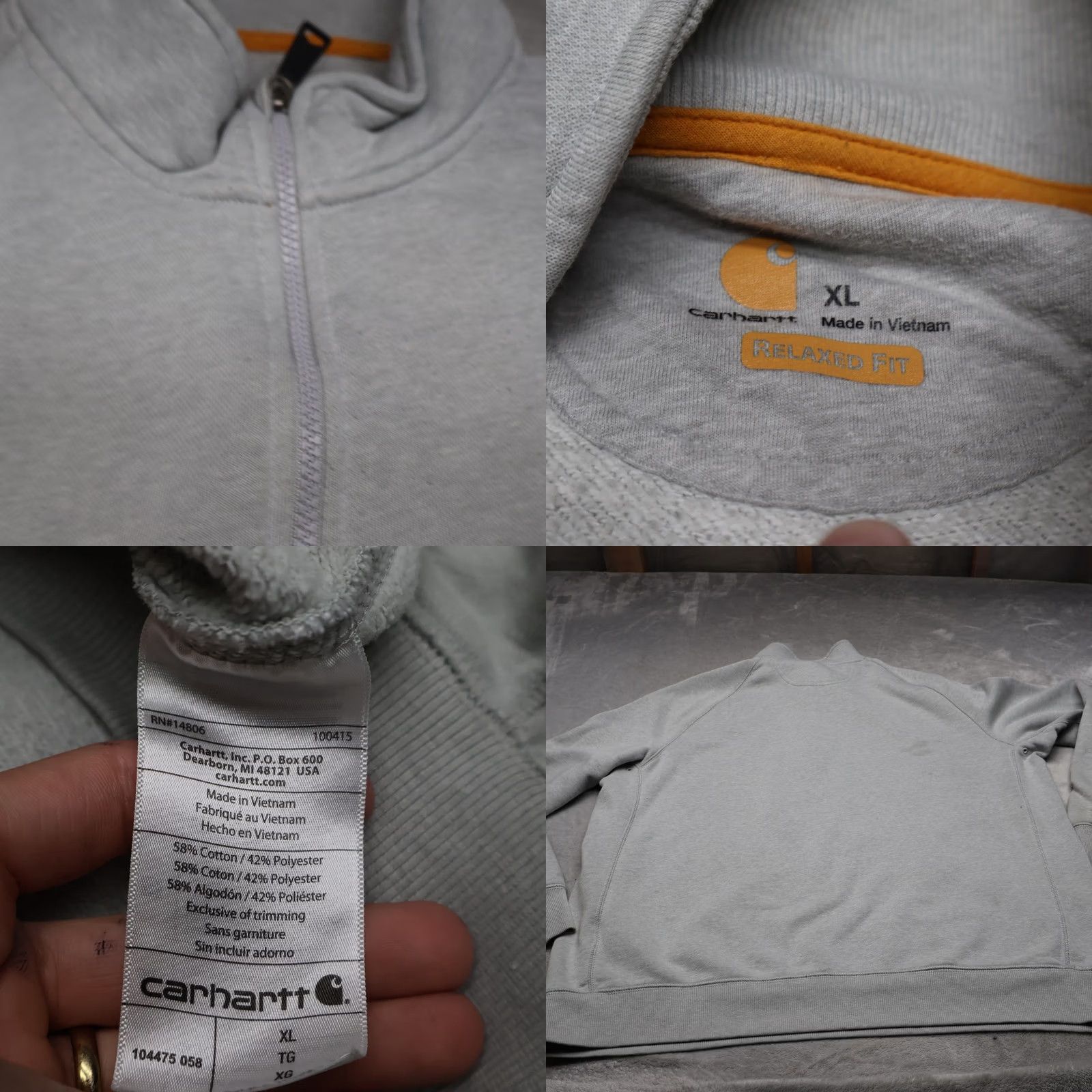 Carhartt Carhartt Sweatshirt Mens XL White Force Relaxed Fit Quarter Zip Pullover Size US XL / EU 56 / 4 - 8 Thumbnail