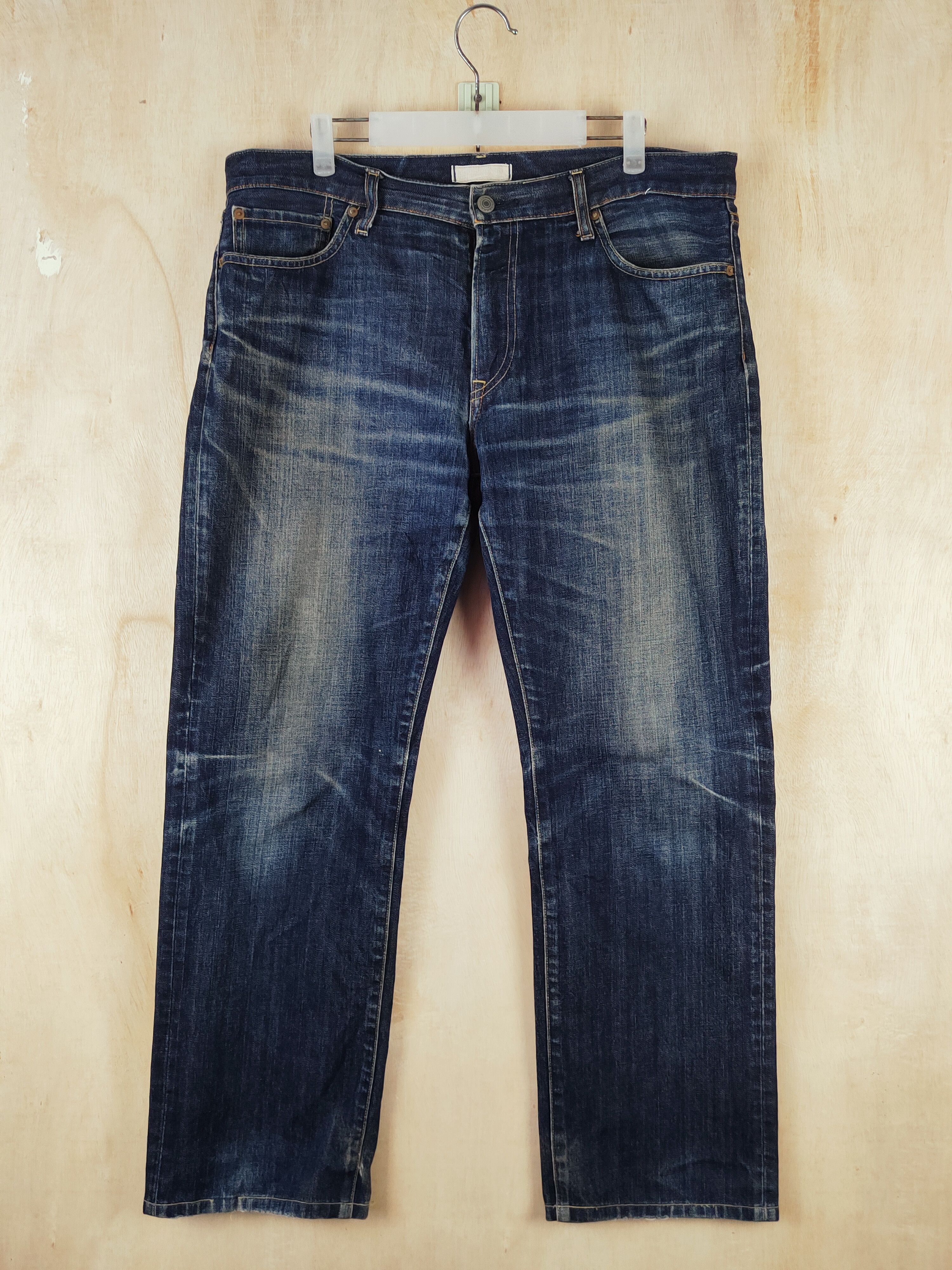 Japanese Brand Uniqlo Dark Blue Distressed Ripped Jeans #S2669 Size US 36 / EU 52 - 1 Thumbnail