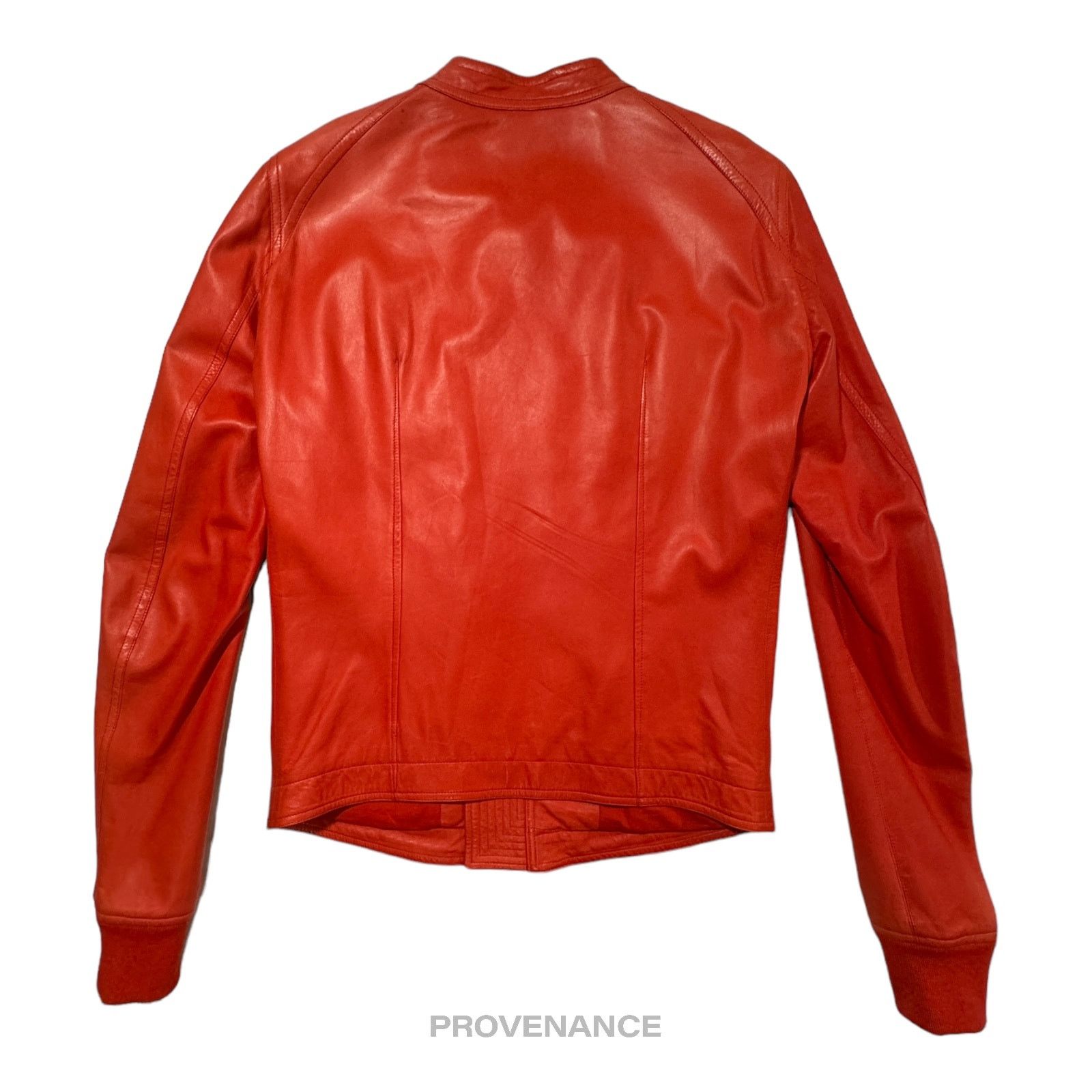 Rick Owens 🔴 Rick Owens Walrus Intarsia Leather Jacket - 50 Red Size US M / EU 48-50 / 2 - 3 Thumbnail