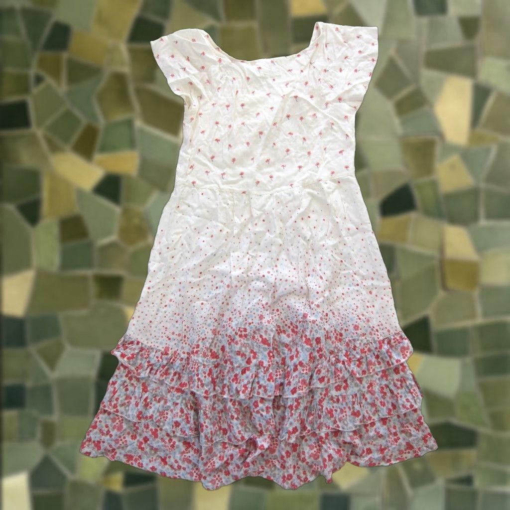 Vintage VINTAGE Dream Out Loud Selena Gomez Rayon Ivory Floral Short Sleeve Prairie Dress XS Size 26" / US 2 / IT 38 - 1 Thumbnail