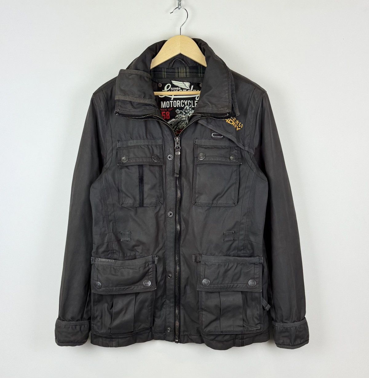 Superdry Superdry Black Hawk Waxed Cotton Jacket Size L Gray Biker Size US L / EU 52-54 / 3 - 1 Thumbnail