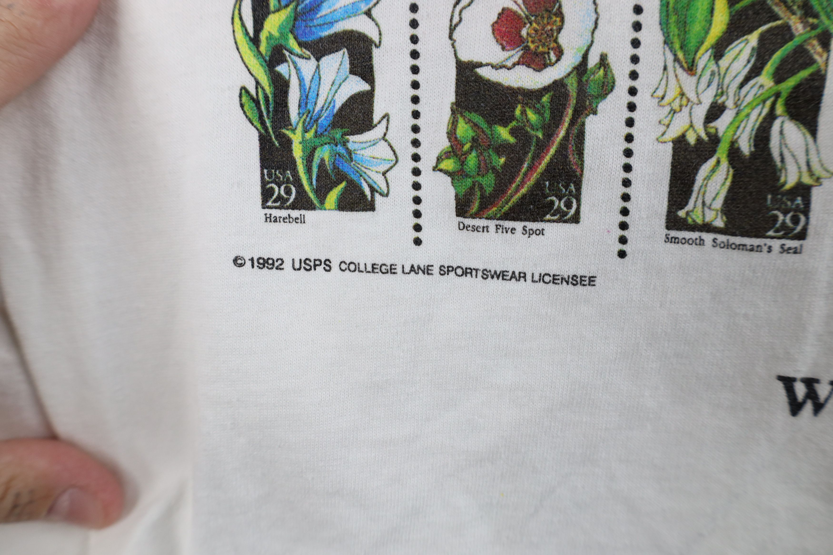 Vintage Vintage 90s Streetwear Postage Stamps Flower T-Shirt USA Size XL / US 12-14 / IT 48-50 - 10 Thumbnail