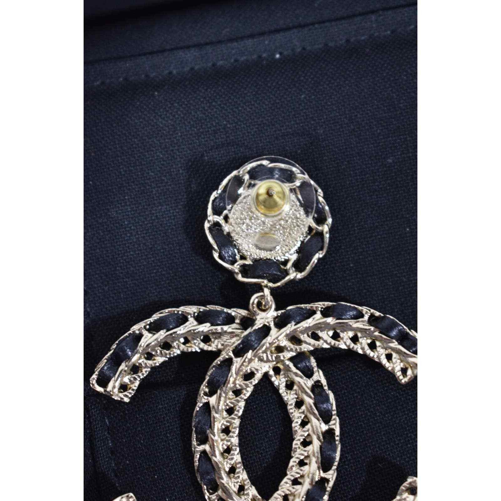 Chanel Chanel Leather Gold Chain Dangle Drop Statement Earrings Size ONE SIZE - 11 Thumbnail