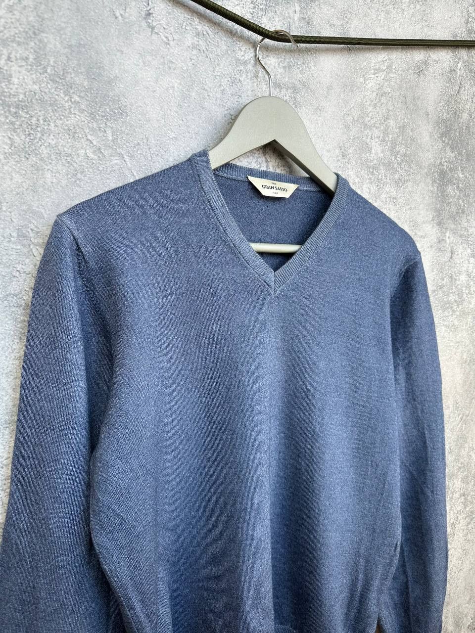 Gran Sasso Gran Sasso Lana Wool V-Neck Sweater Blue Jumper Pullover Size US M / EU 48-50 / 2 - 3 Thumbnail