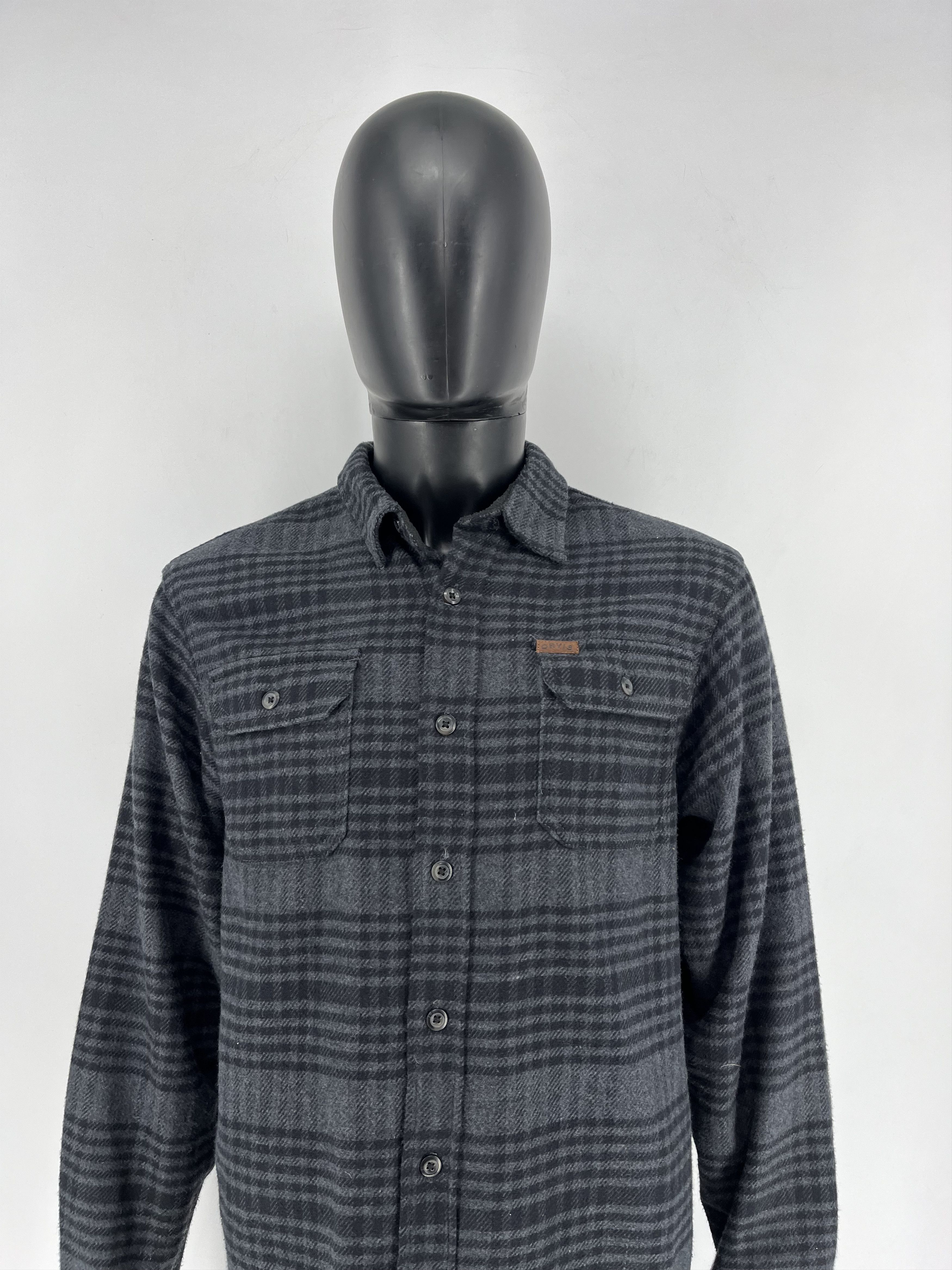 Orvis × Vintage Orvis Thick Flannel Button Front Shirt Grey Plaid Mens M Size US M / EU 48-50 / 2 - 1 Thumbnail