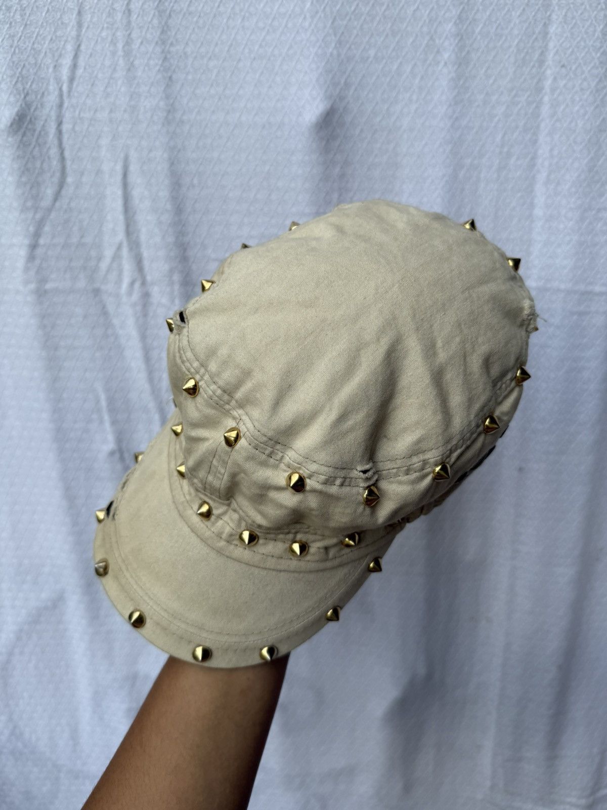 If Six Was Nine Distressed Punk Studded Gothic Style Hats Size ONE SIZE - 5 Thumbnail