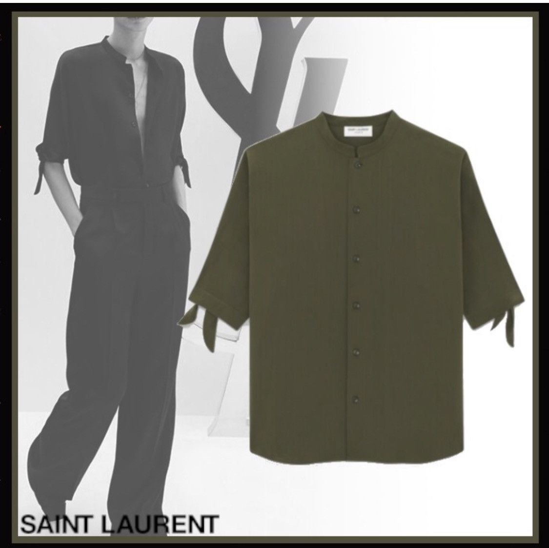 Saint Laurent Paris silk tunic shirt collar size40 in green Size US M / EU 48-50 / 2 - 3 Thumbnail