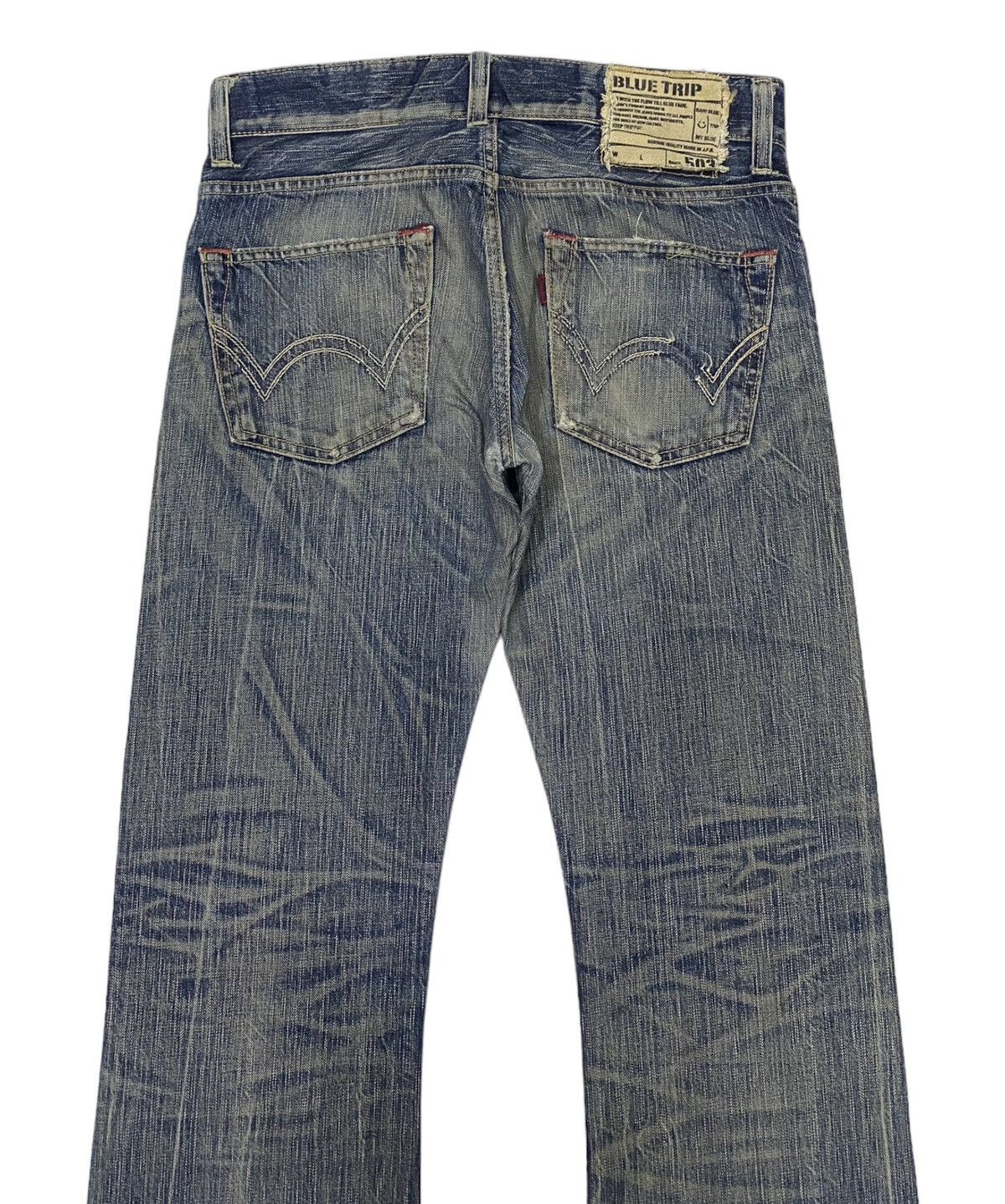 Edwin 🔥FLARE JEANS EDWIN 503 BLUE TRIP DISTRESSED DENIM JEANS Size US 32 / EU 48 - 6 Thumbnail