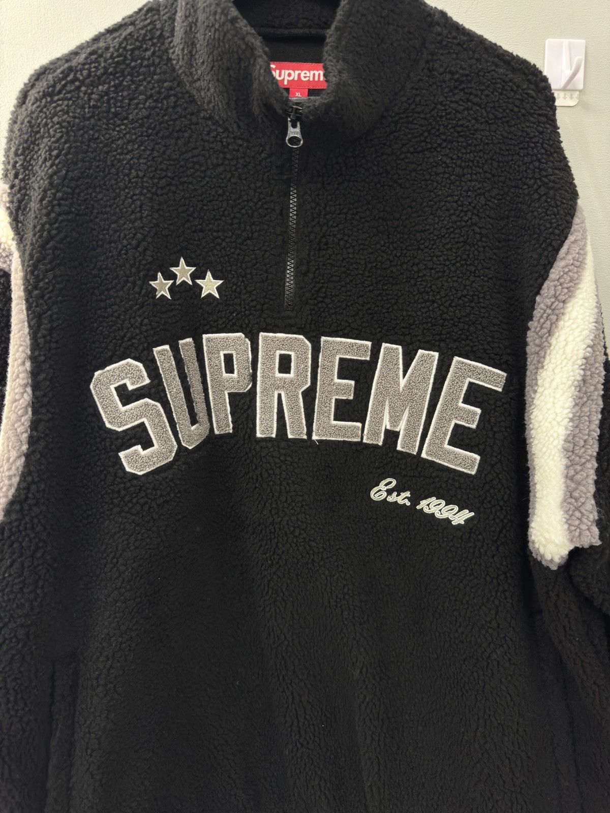 Supreme Supreme Arc Logo Black Fleece Pullover Quarter Zip Size US XL / EU 56 / 4 - 2 Thumbnail