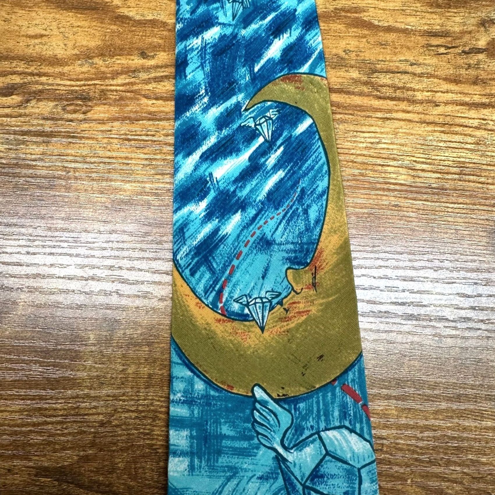Vintage VINTAGE The Beatles Manhattan Menswear Silk Tie Blue Gold Lucy in the Sky with Diamonds Mens Size ONE SIZE - 7 Thumbnail