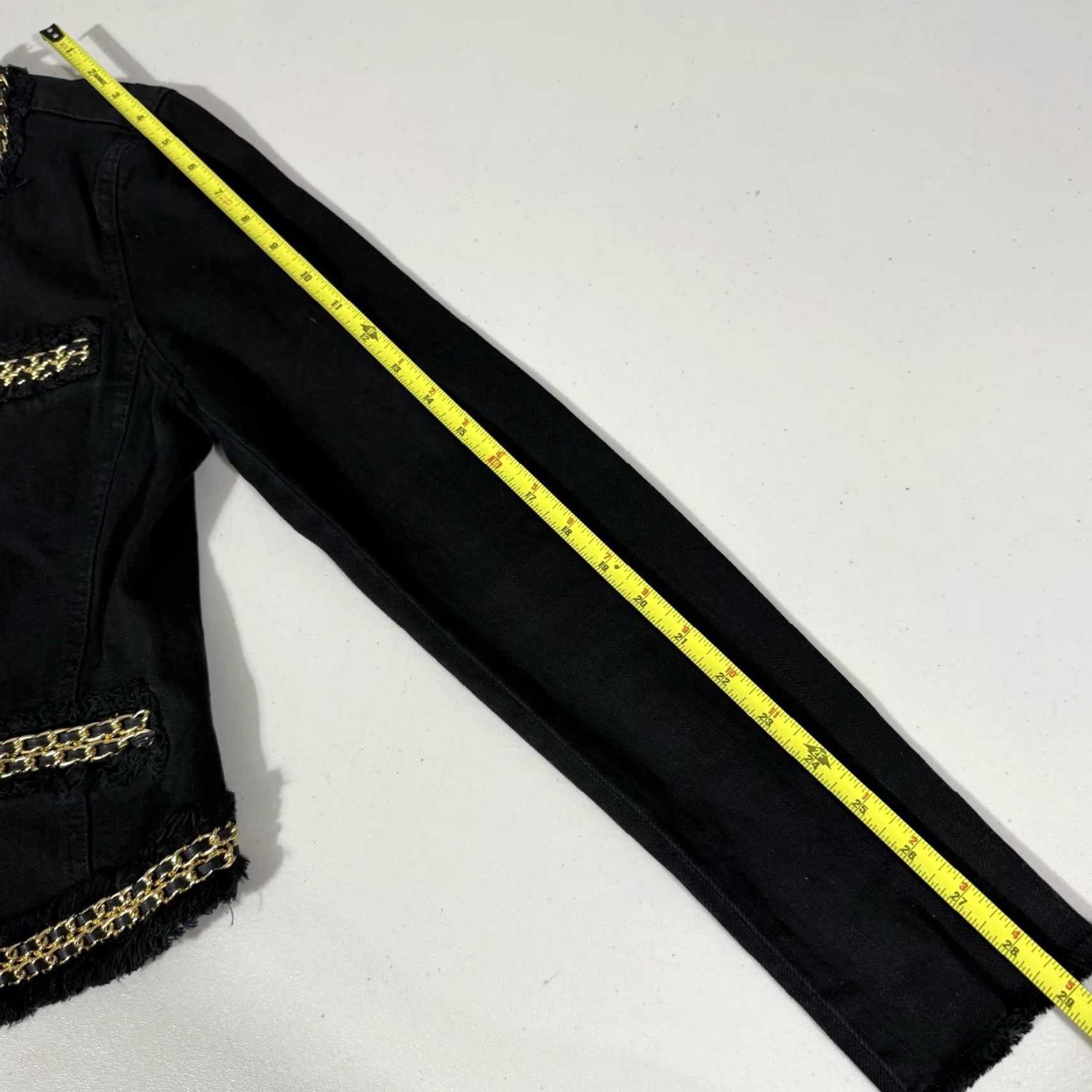 Michael Kors Michael Kors Jacket Blazer Womens 8 Black Denim Chain Fringe Short Casual Designer Classic Full Zip? Snap Size 30" / US 8 / IT 44 - 4 Thumbnail