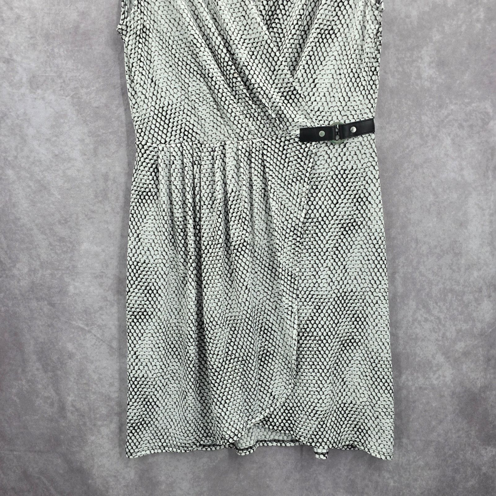 Michael Kors Michael Kors Black White Wrap Midi Short Sleeve Dress Large Size L / US 10 / IT 46 - 4 Thumbnail