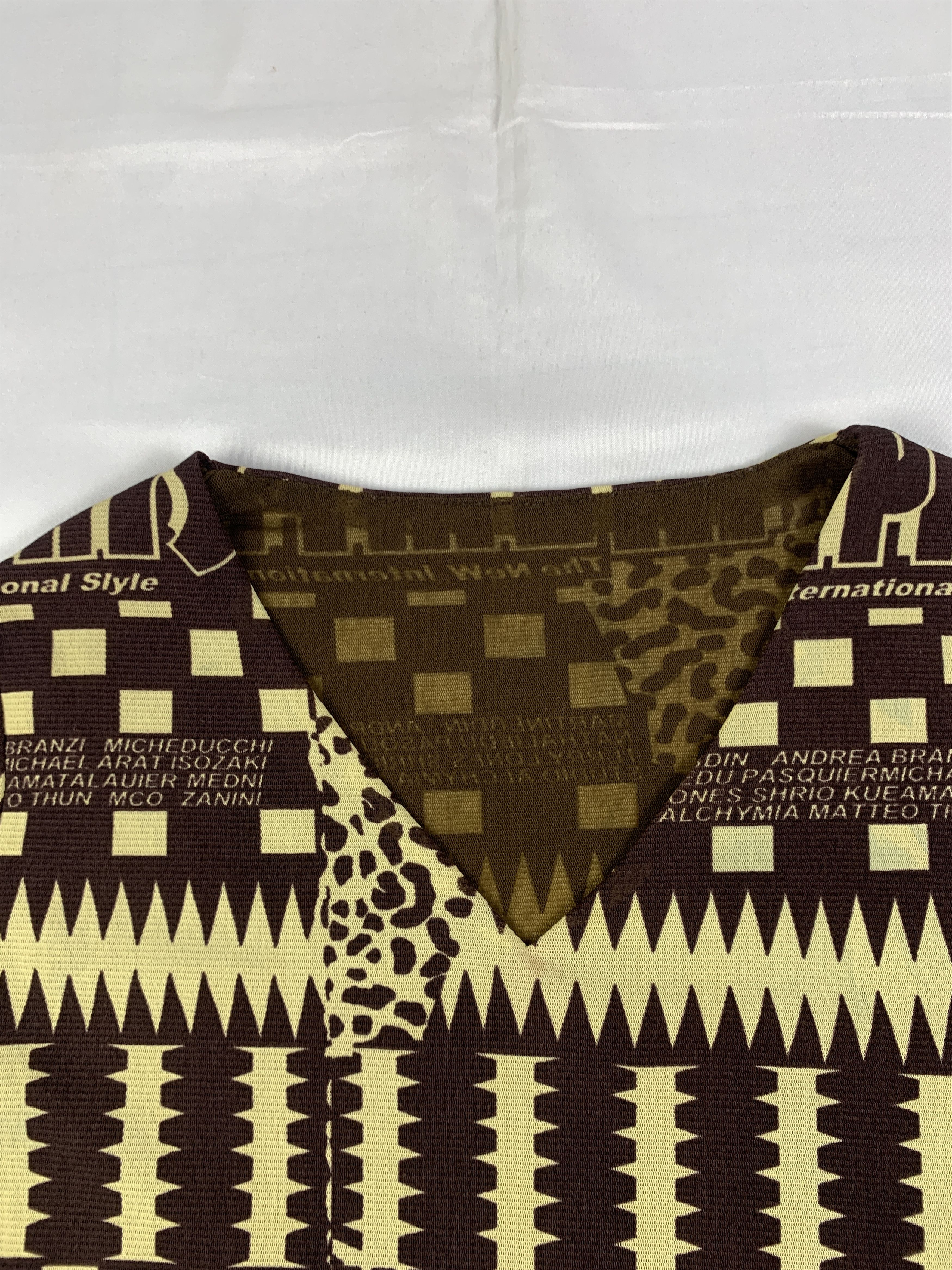 Japanese Brand Dan Mey Brown Memphis Zigzag Mesh Top (S) Size S / US 4 / IT 40 - 5 Thumbnail