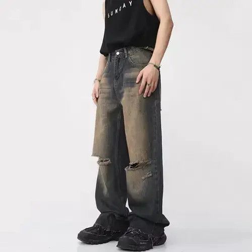 Jean Kawamura x Misa Baggy Faded Washed Knee Ripped Jeans Size US 31 - 2 Thumbnail