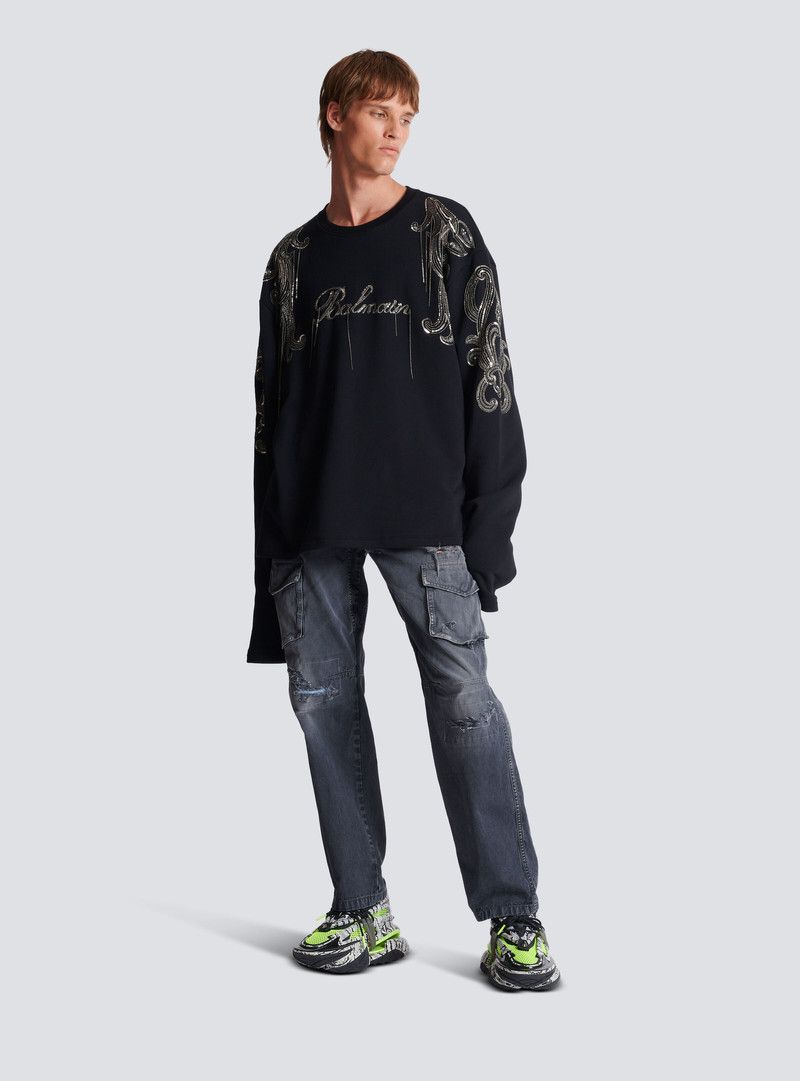 Balmain o1y0426 Cargo Denim Pant in Dark Gray Size US 31 - 6 Thumbnail
