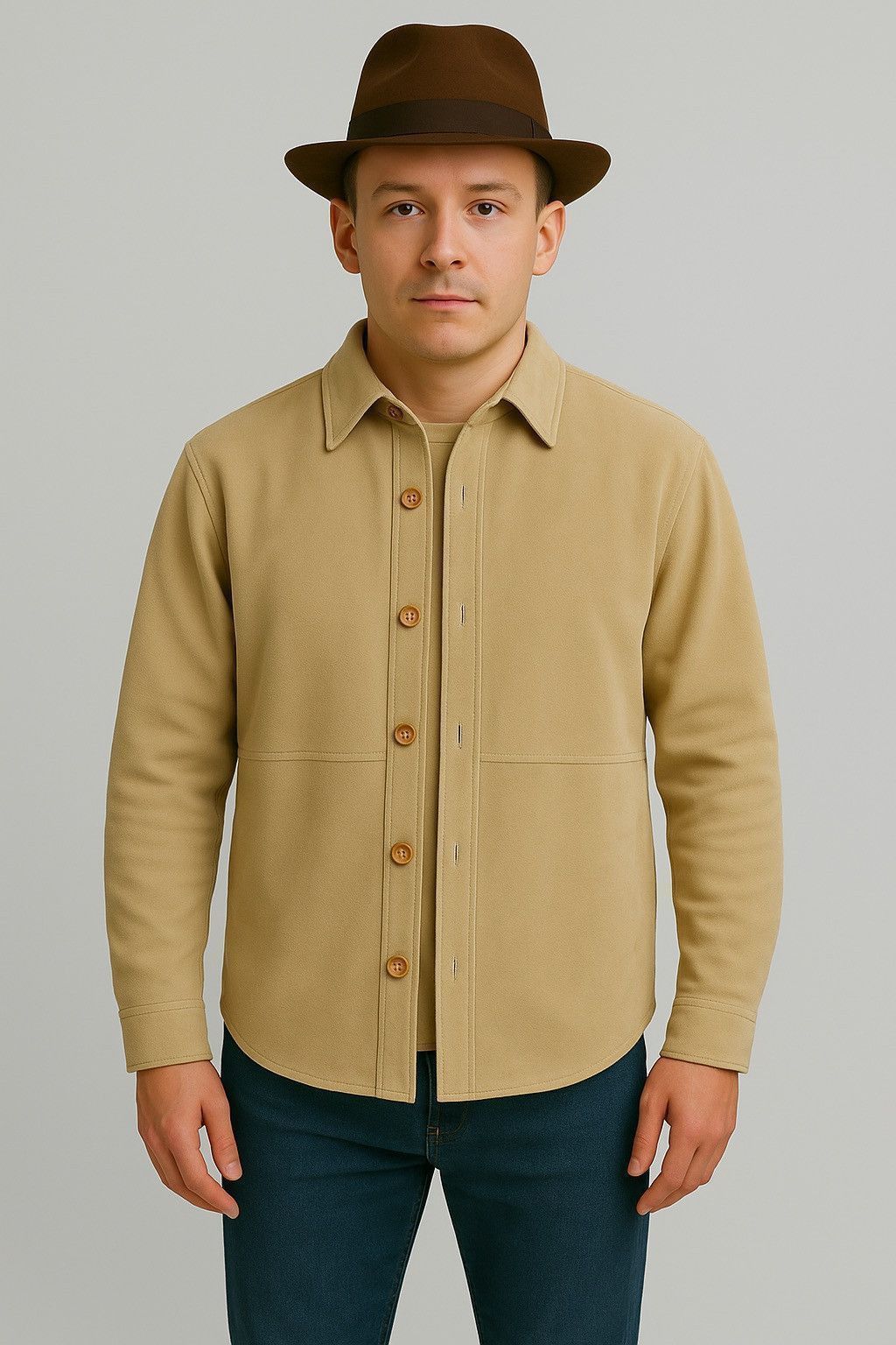 Other Vintage Bagatelle Tan Leather Shirt Jacket (S) – Unisex Size US S / EU 44-46 / 1 - 1 Thumbnail