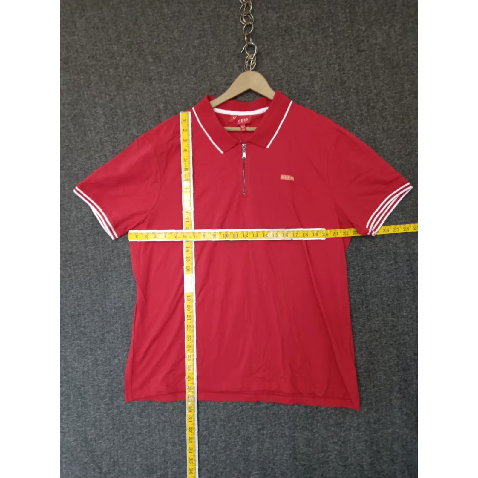 Guess GUESS Polo Shirt Red 1/4 Zip Short Sleeve Fresh Casual 2XL Mens Polo Red 1/4 Zip Logo Short Sleeve 2XL Size US XXL / EU 58 / 5 - 4 Thumbnail