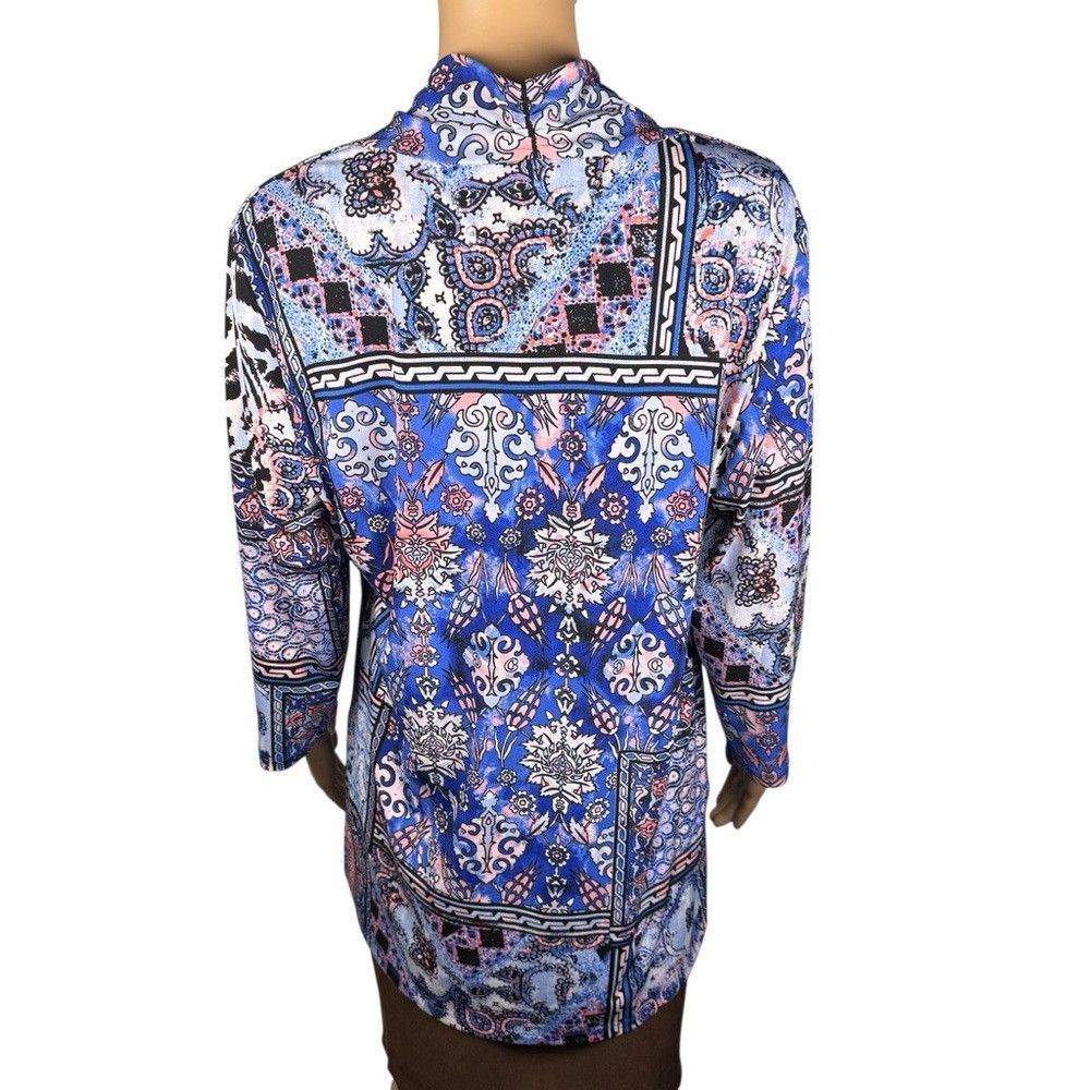 Chicos Easywear By Chico's Dreamweaver Patchwork Loma Tunic Blouse Size L / US 10 / IT 46 - 4 Thumbnail