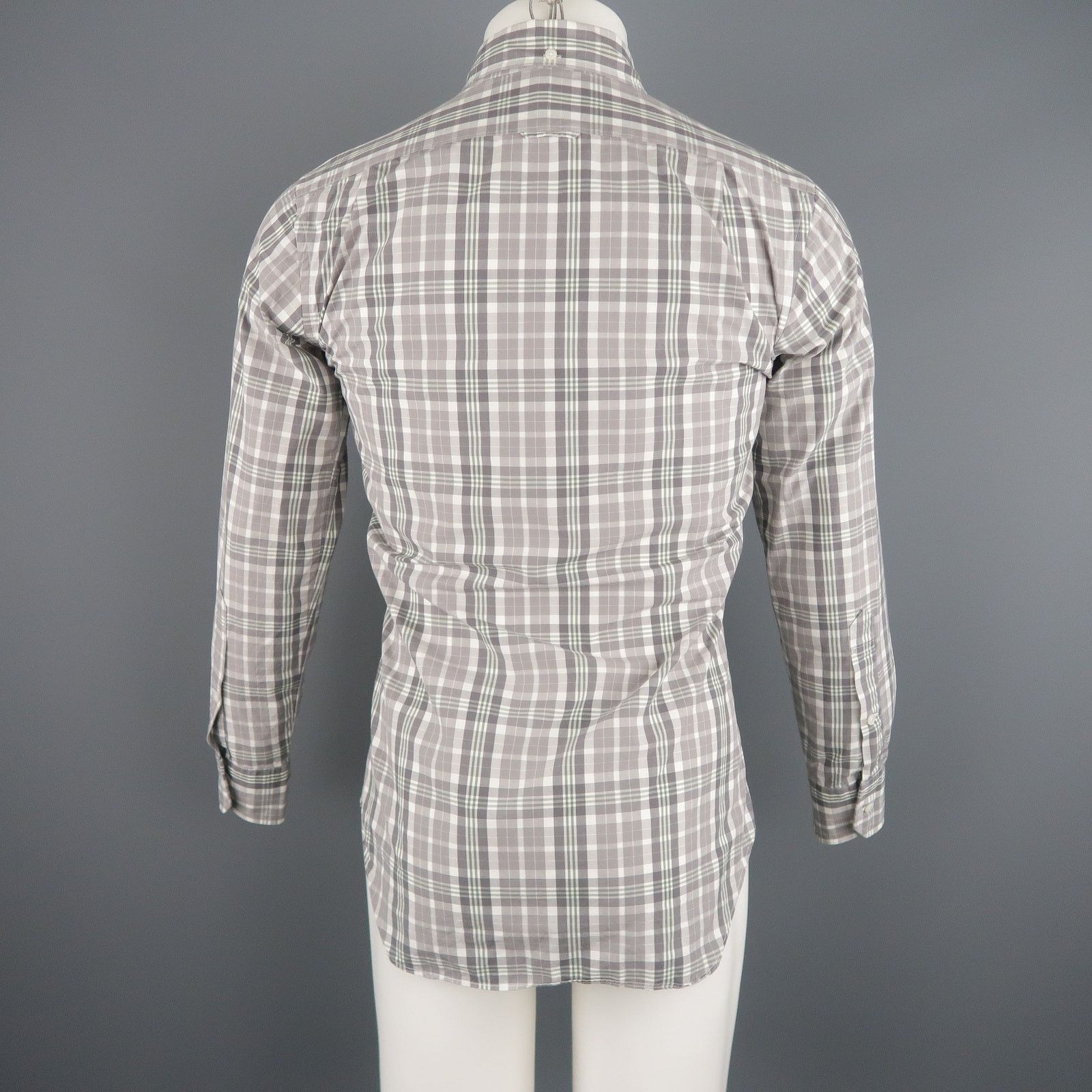 Thom Browne Size S Grey Plaid Cotton Button Down Long Sleeve Shirt Size US S / EU 44-46 / 1 - 5 Thumbnail