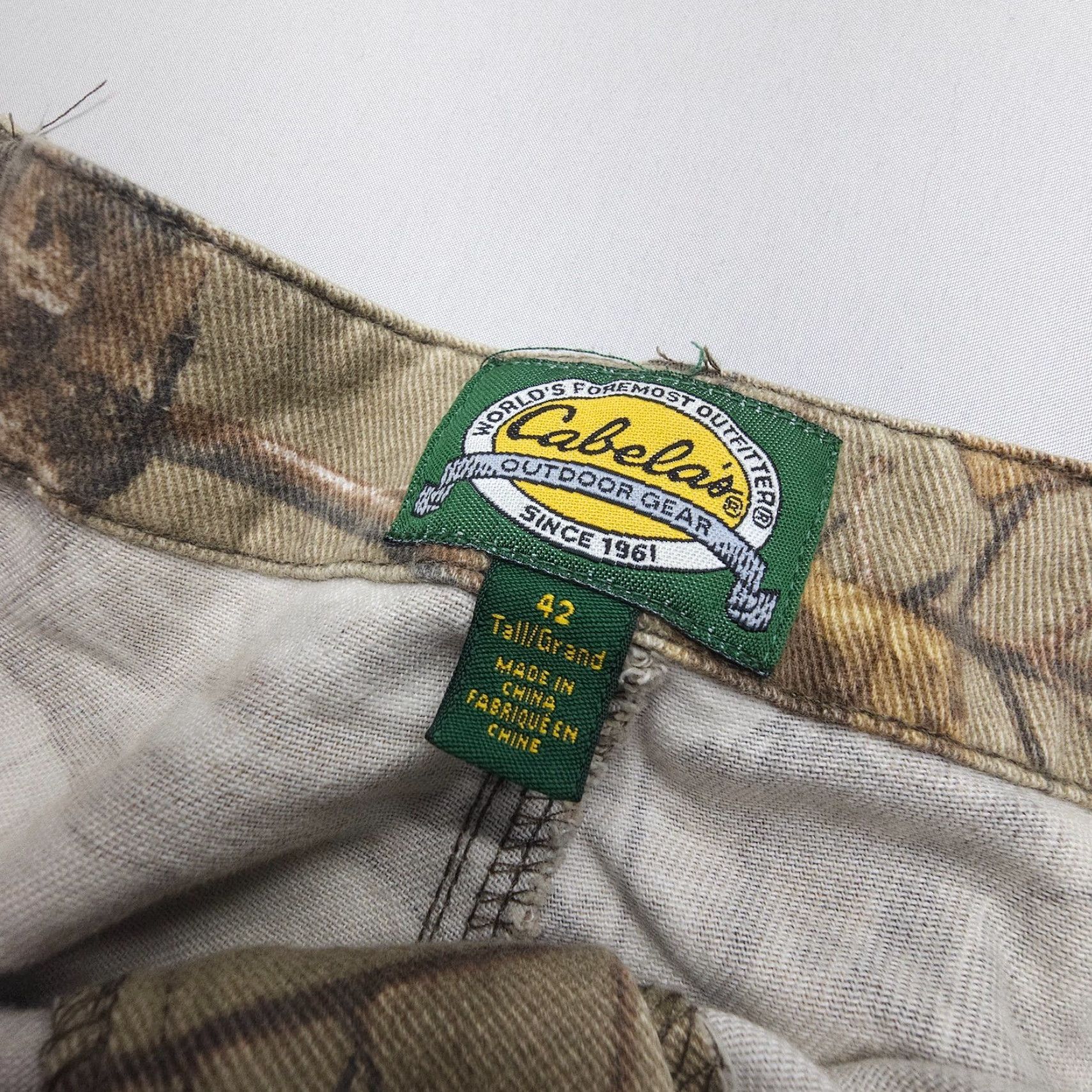 Vintage Cabela's Cargo Pants Mens 42 Tall Camouflage Camo Cotton Polyester Twill 34" Inseam Cargo Pocket Flat Front Regular Size US 42 / EU 58 - 3 Thumbnail