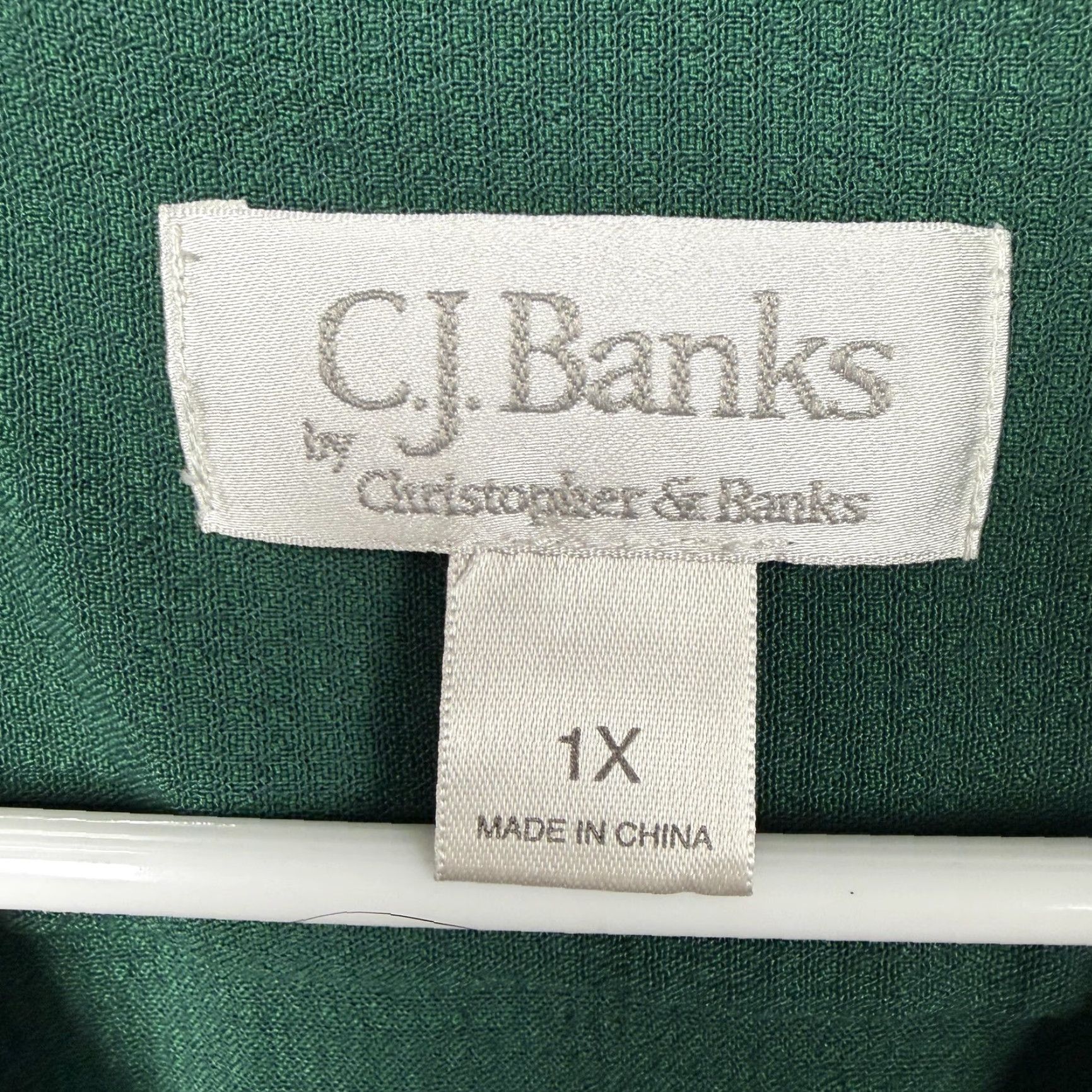 Vintage CJ Banks Blouse Womens 1X Plus Green Button Up Long Sleeve Crepe Modest Layering Size XL / US 12-14 / IT 48-50 - 5 Thumbnail